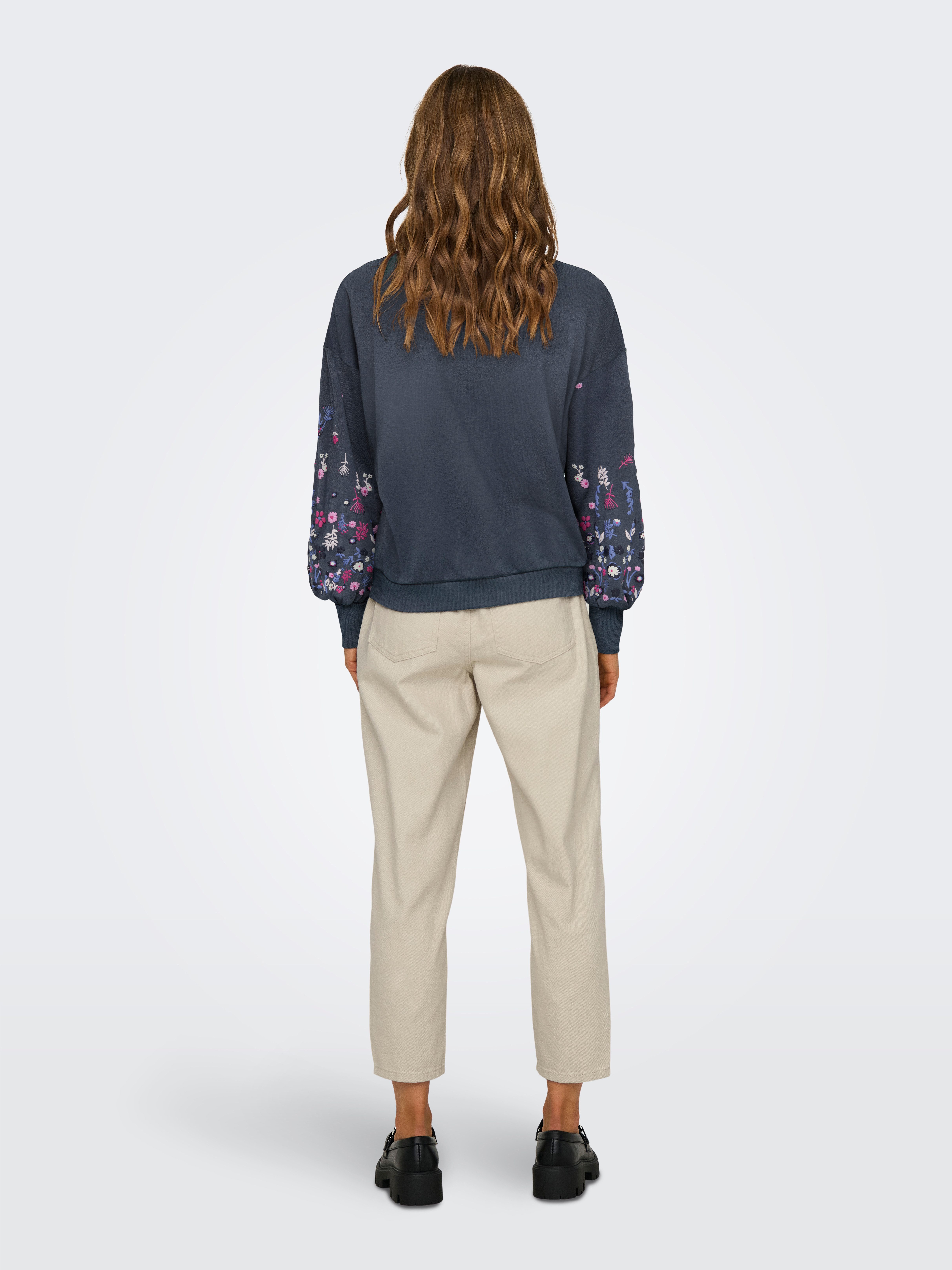 ONLY Sweatshirt ONLBROOKE L/S O-NECK FLOWER SWT Baumwollmischung, regular fit – Bild 4 von 4