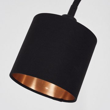hofstein Stehlampe »Costa« runde Bodenlampe aus Metall/Stoff in Schwarz/Goldfarben, ohne Leuchtmittel, Standlampe, E14, Leuchtenkopf ist verstellbar, mit An-/Ausschalter