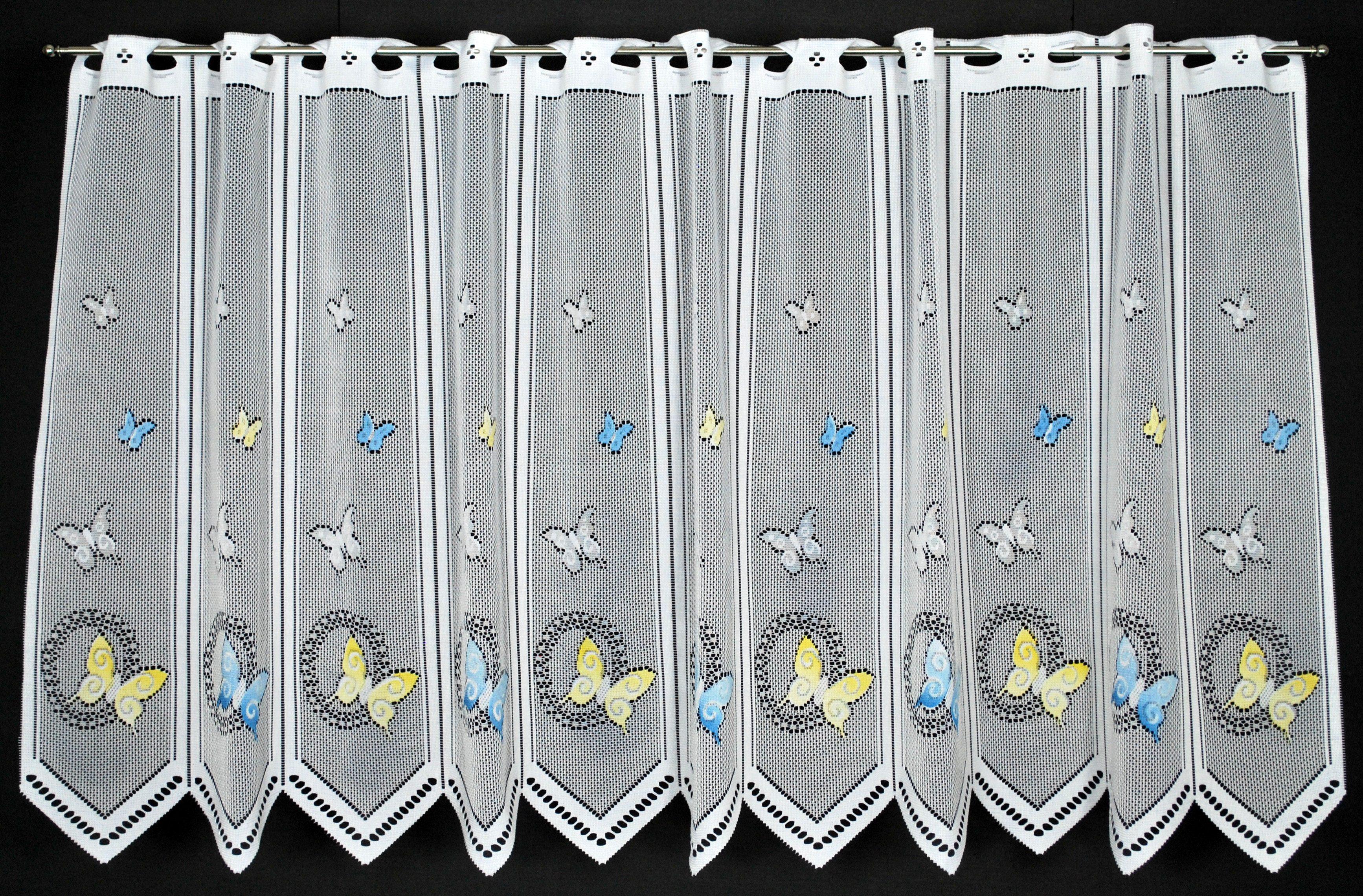 Gardinen Kranzusch Scheibengardine Schmetterlinge (1 St), Stangendurchzug, transparent, Stablöcher,transparent