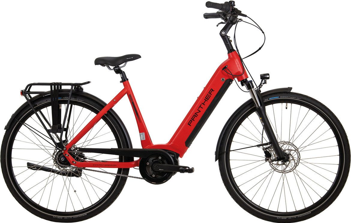 Panther E-Bike, 8 Gang Nabenschaltung 8-Gang Shimano Nexus Freilauf Disc, Nabenschaltung 8-Gang Shimano Nexus Freilauf Disc, Mittelmotor, 400 Wh, Elektrobike E-City Maruka 2.0 Wave