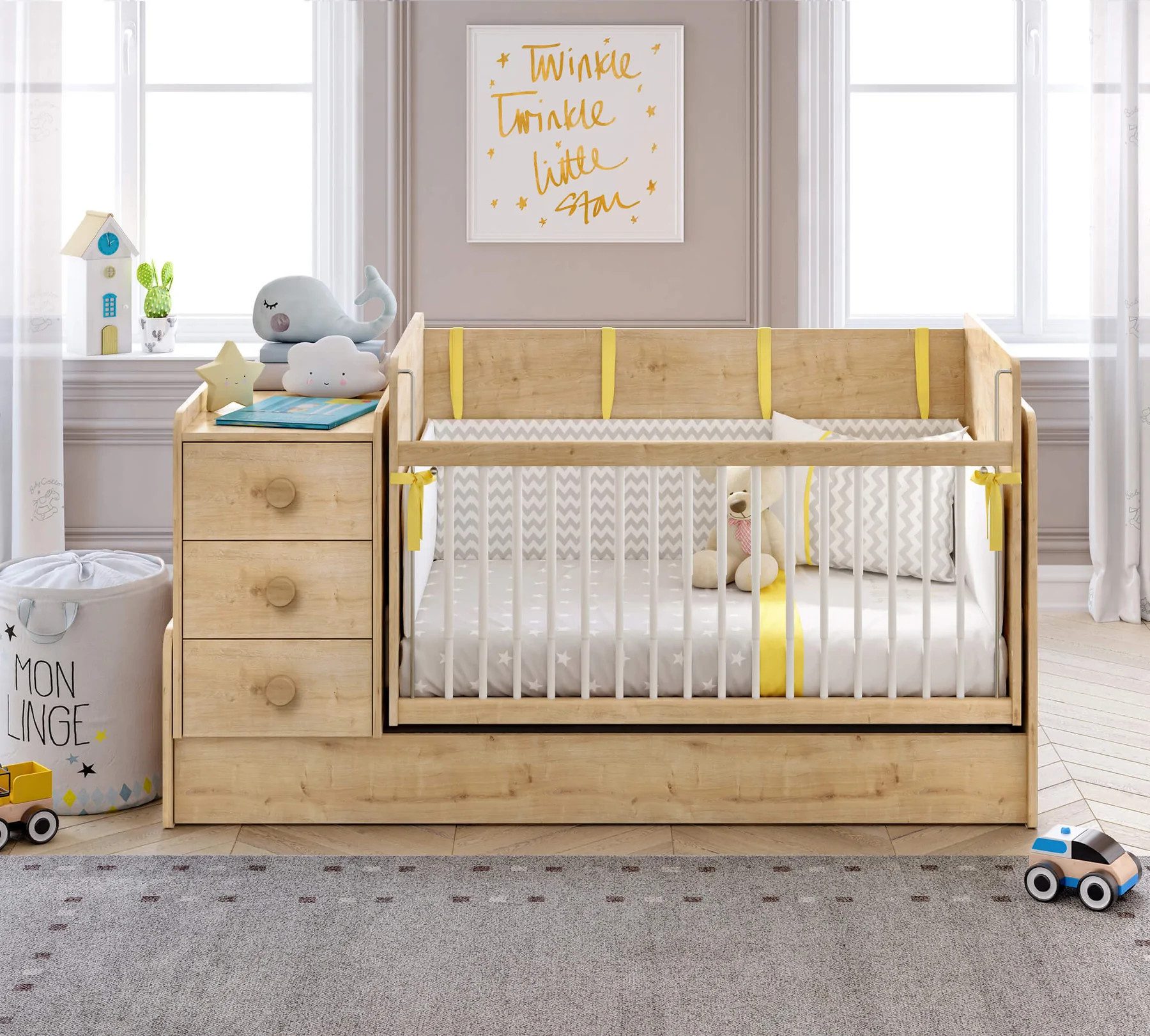Möbel-Zeit Babybett mit Schaukelfunktion, umbaubar zum günstig online kaufen