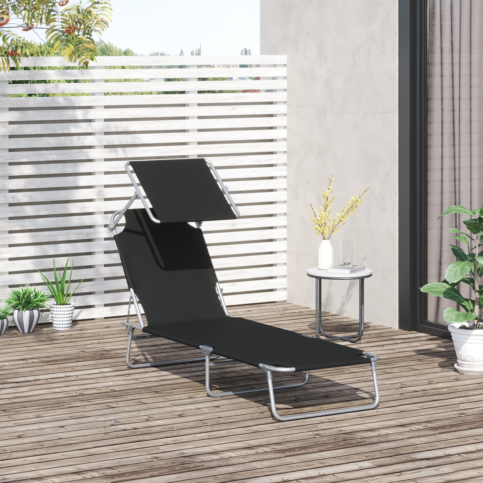 Outsunny Gartenliege Sonnenliege mit Sonnenschutz günstig online kaufen