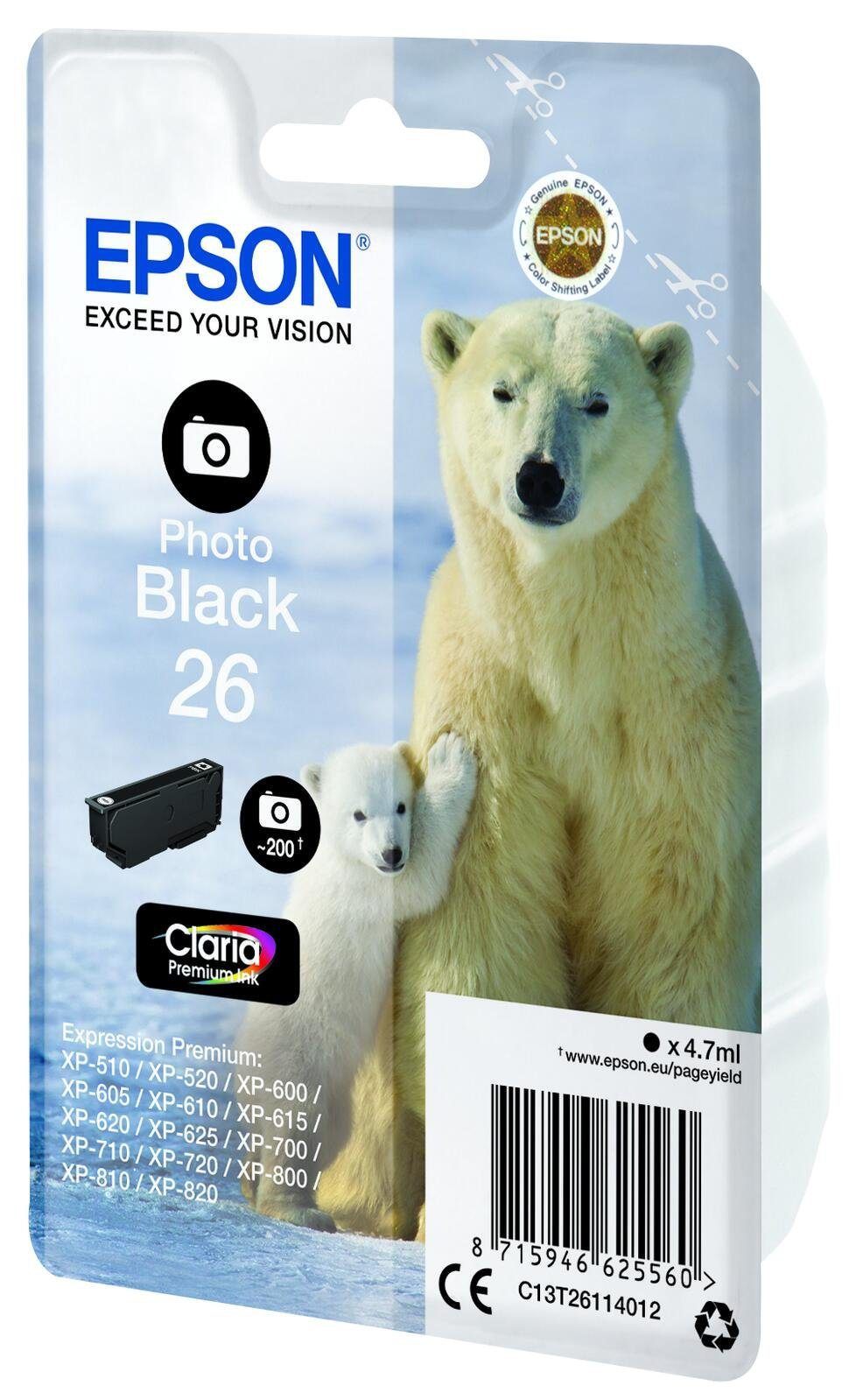 Epson Epson 26 Eisbär Druckerpatrone fotoschwarz Tintenpatrone