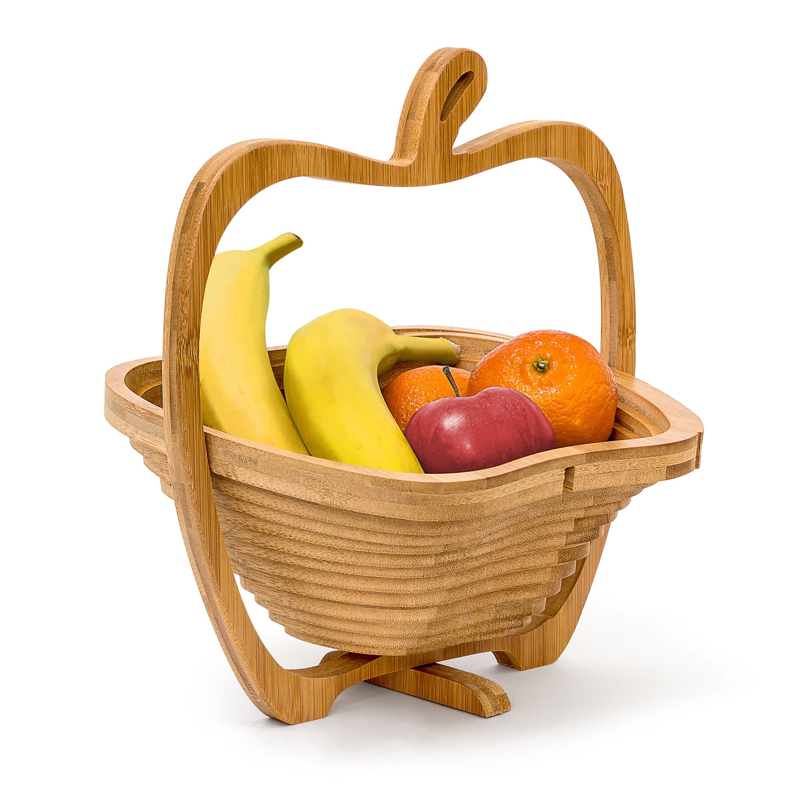 relaxdays Obstschale Faltkorb Apfel aus Bambus, Bambus, (1-tlg)