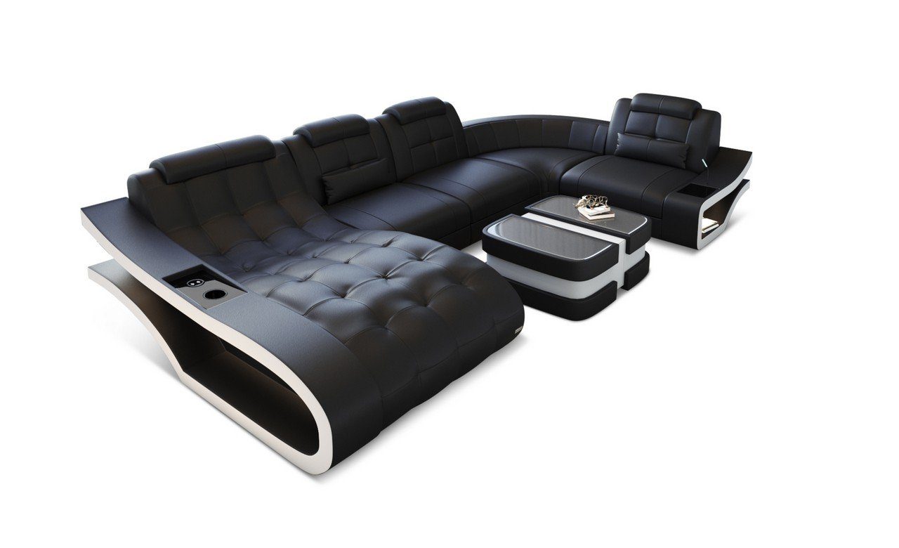 Ledercouch, Leder Ledersofa U-Form Sofa wahlweise Bettfunktion Dreams Elegante Wohnlandschaft Couch mit
