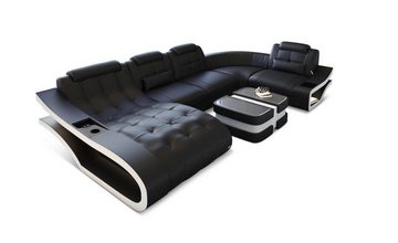 Sofa Dreams Wohnlandschaft Ledersofa Leder Couch Elegante U-Form Ledercouch, wahlweise mit Bettfunktion