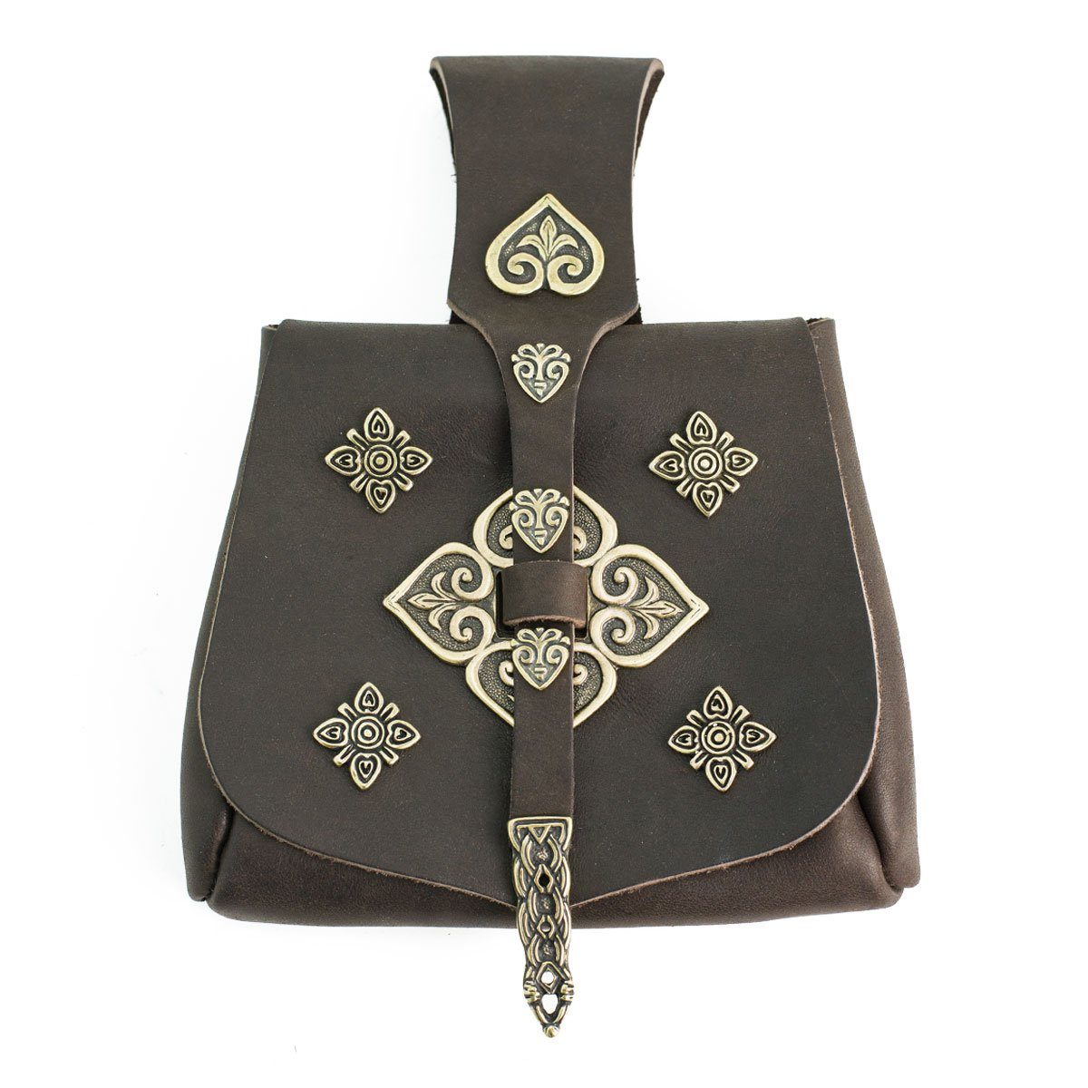 Pera Peris Ritter-Kostüm Wikinger Gürteltasche Birka oder Ås Tasche reich beschlagen Braun