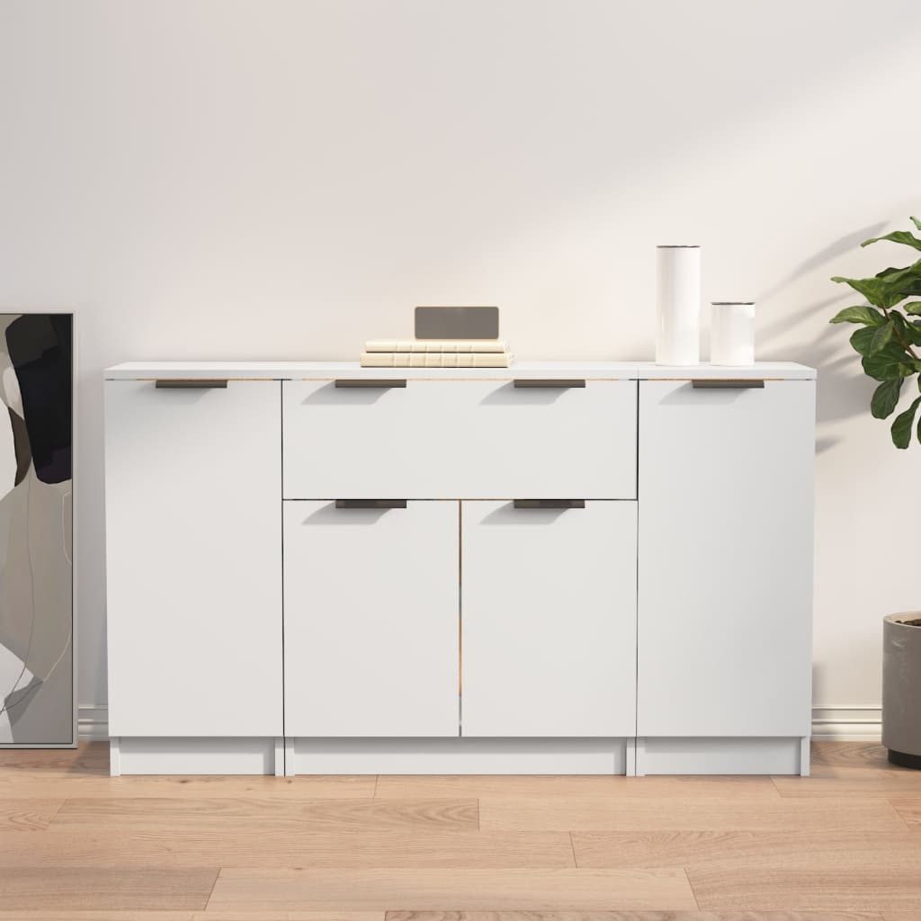 vidaXL Sideboard 3 Stück Sideboards 3 Stk Weiß Spanplatte