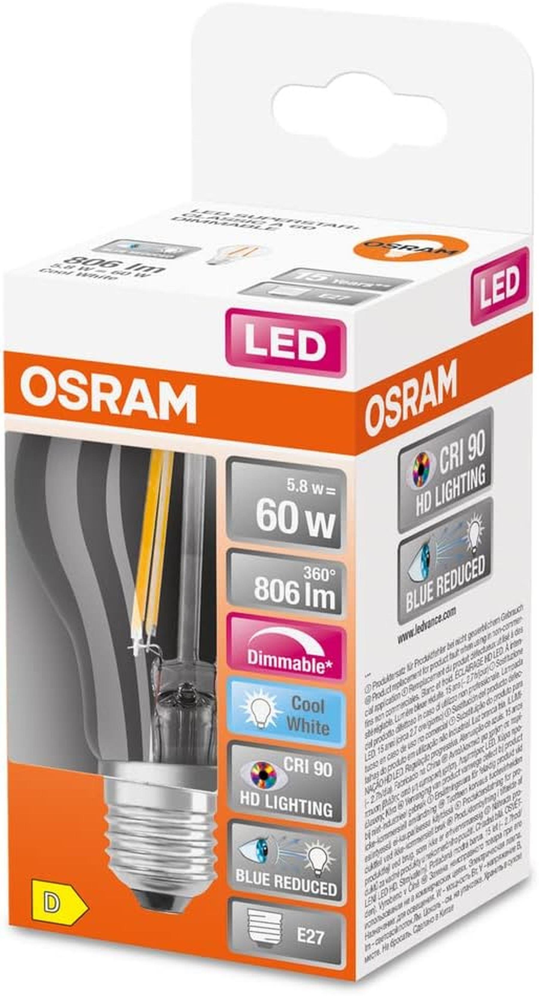 Lampe dimmbar Osram Glühbirne LED E27 LED-Leuchtmittel Osram kaltweiß