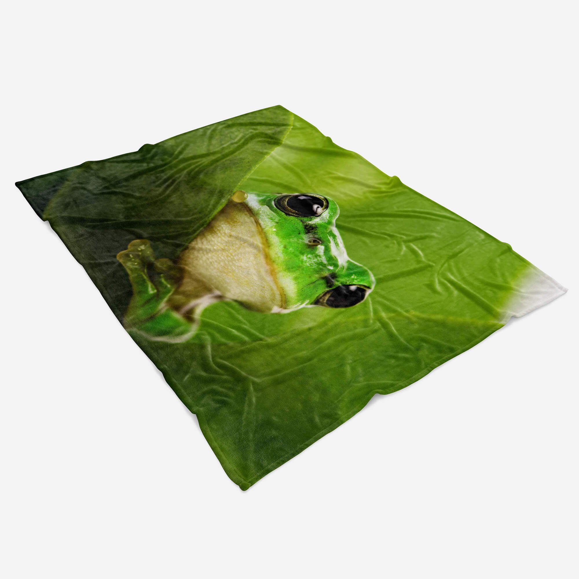 Kuscheldecke Handtücher Tiermotiv Strandhandtuch Sinus Art (1-St), mit Saunatuch Handtuch Grün, Handtuch Baumwolle-Polyester-Mix Frosch