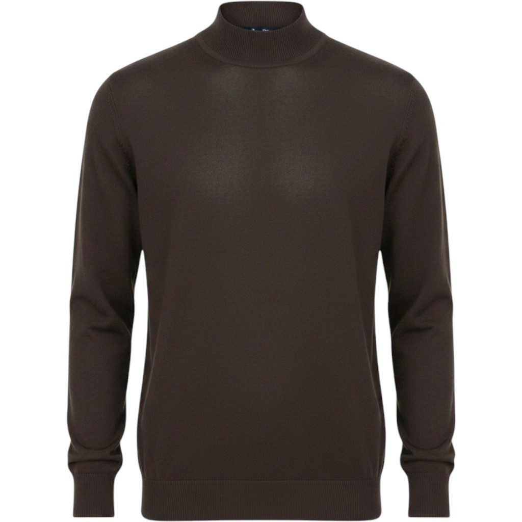 RAMSEY Longpullover Braunes Strick-Sweatshirt