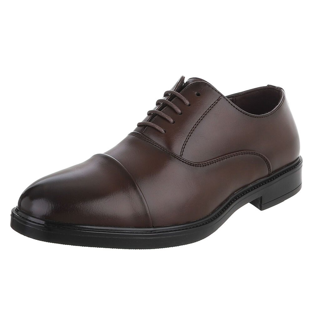 Coolwalk Herrenschnürschuh klassisch elegant für Business & Freizeit Schnürschuh (91977212) Blockabsatz Business-Schuhe in Braun