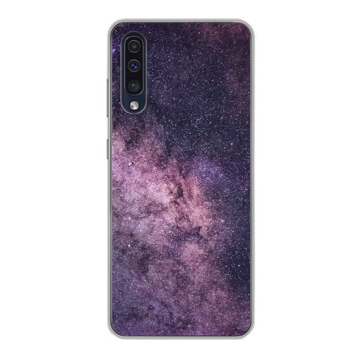 MuchoWow Handyhülle Die violett leuchtende Milchstraße Handyhülle Samsung Galaxy A30s Smartphone-Bumper Print Handy