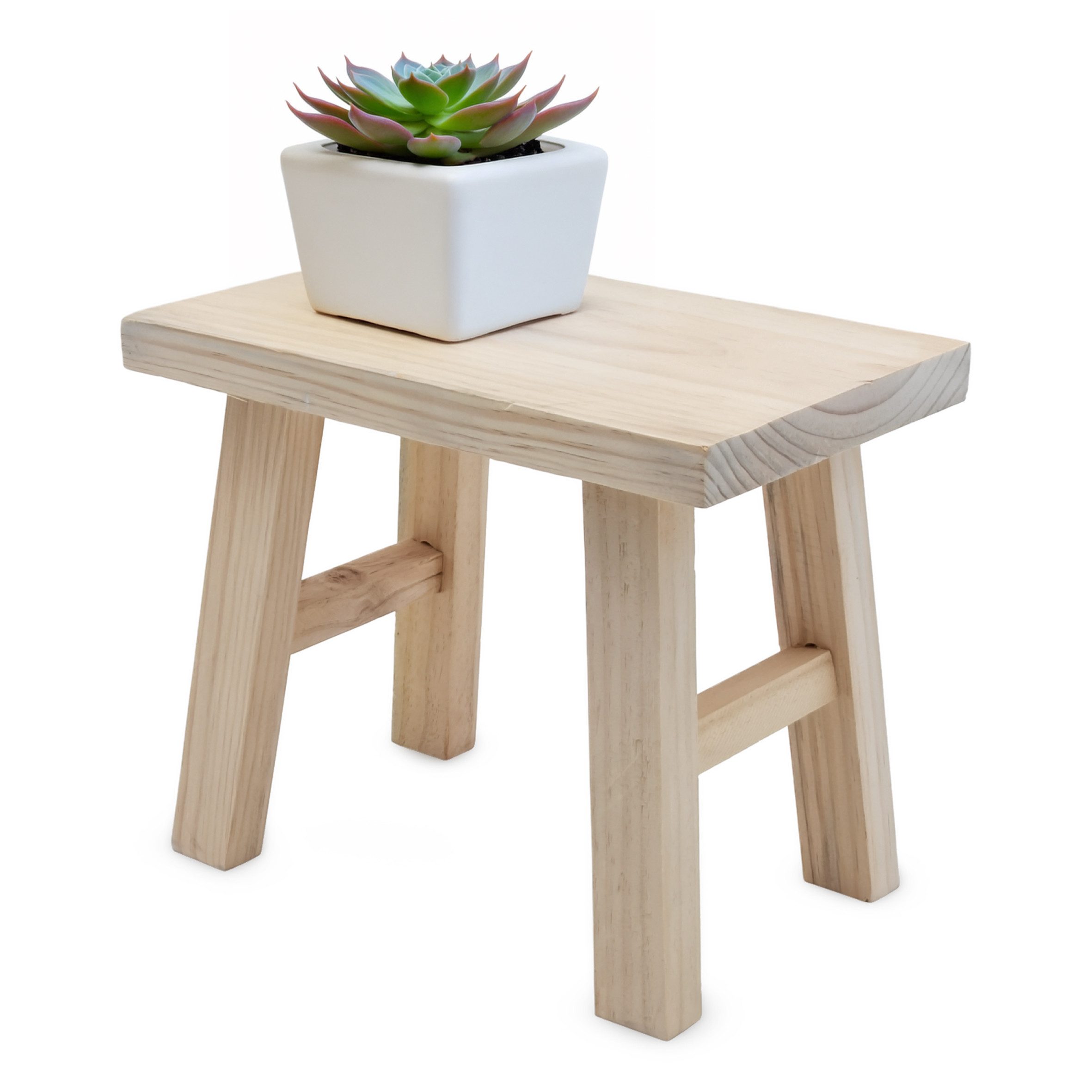 Spetebo Blumenbank Echtholz Pflanzenständer natur rechteckig - 31 x 25 cm (Anzahl, 1 St., Holzhocker), Naturprodukt