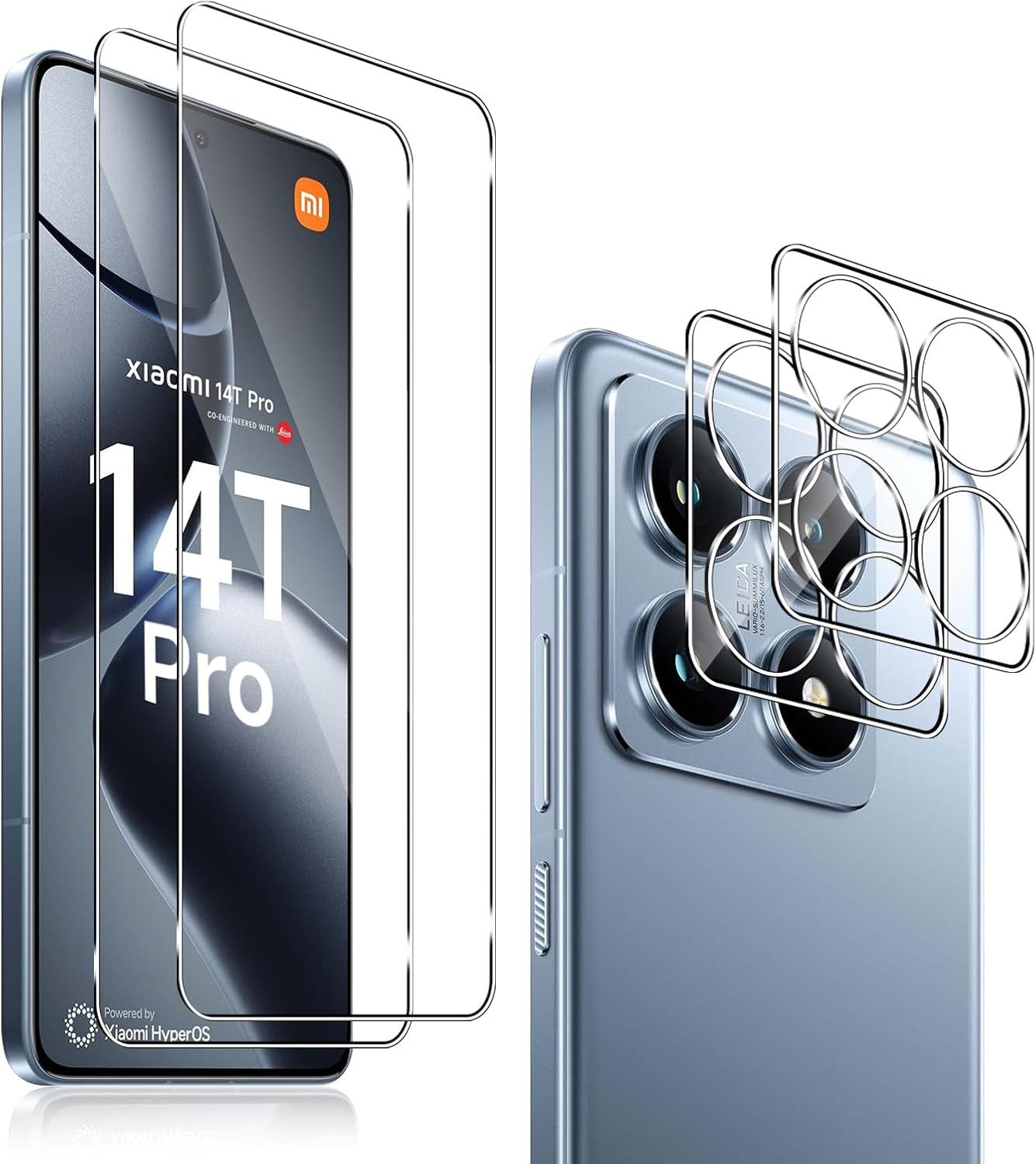 MSM Displayschutzglas 2X Schutzglas (Display + Kamera) für Xiaomi 14T Pro 5G Panzerfolie