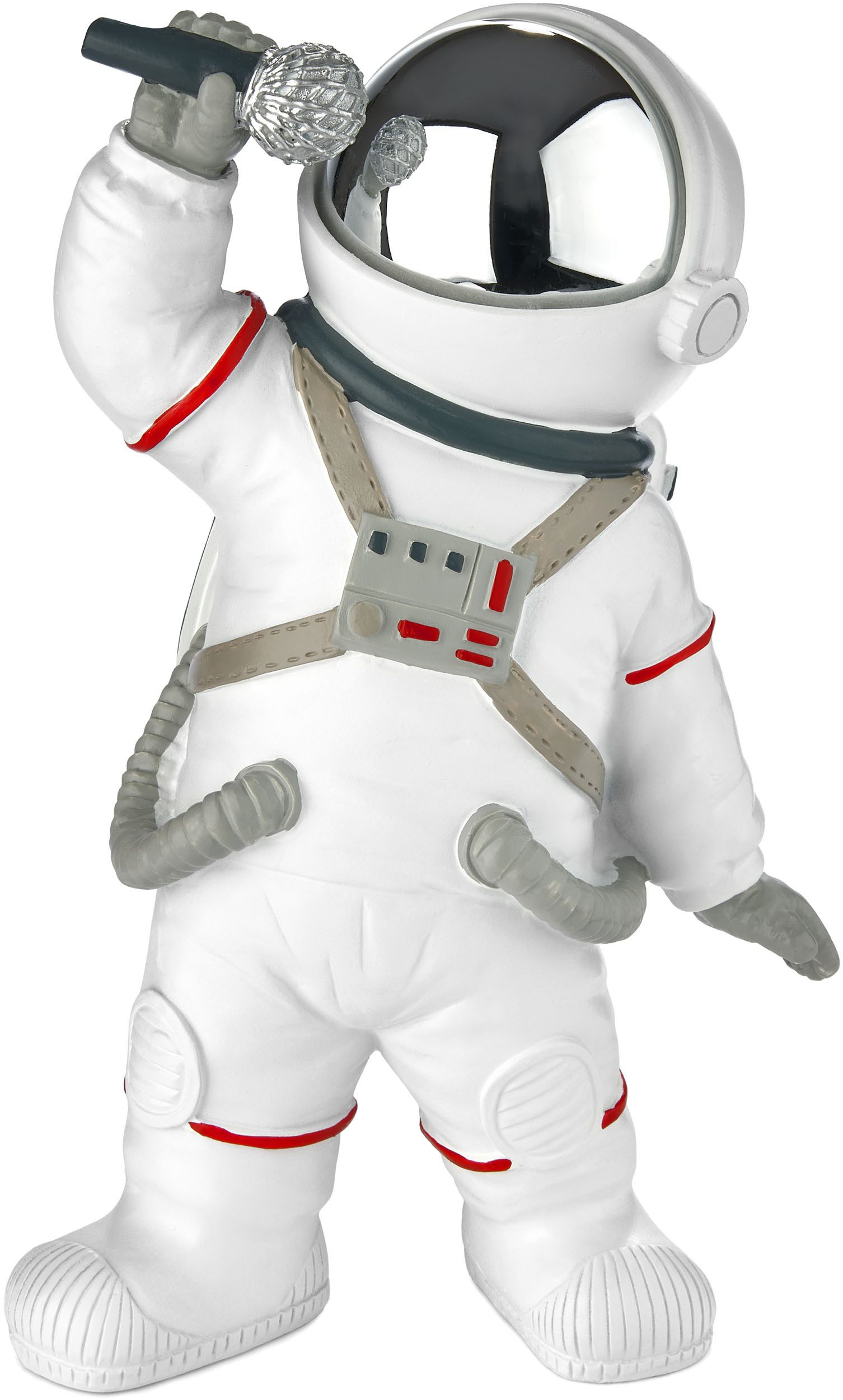 Dekofigur Astronaut Sänger - 20cm Weltraum Figur mit Mikrofon + verchromtem Helm