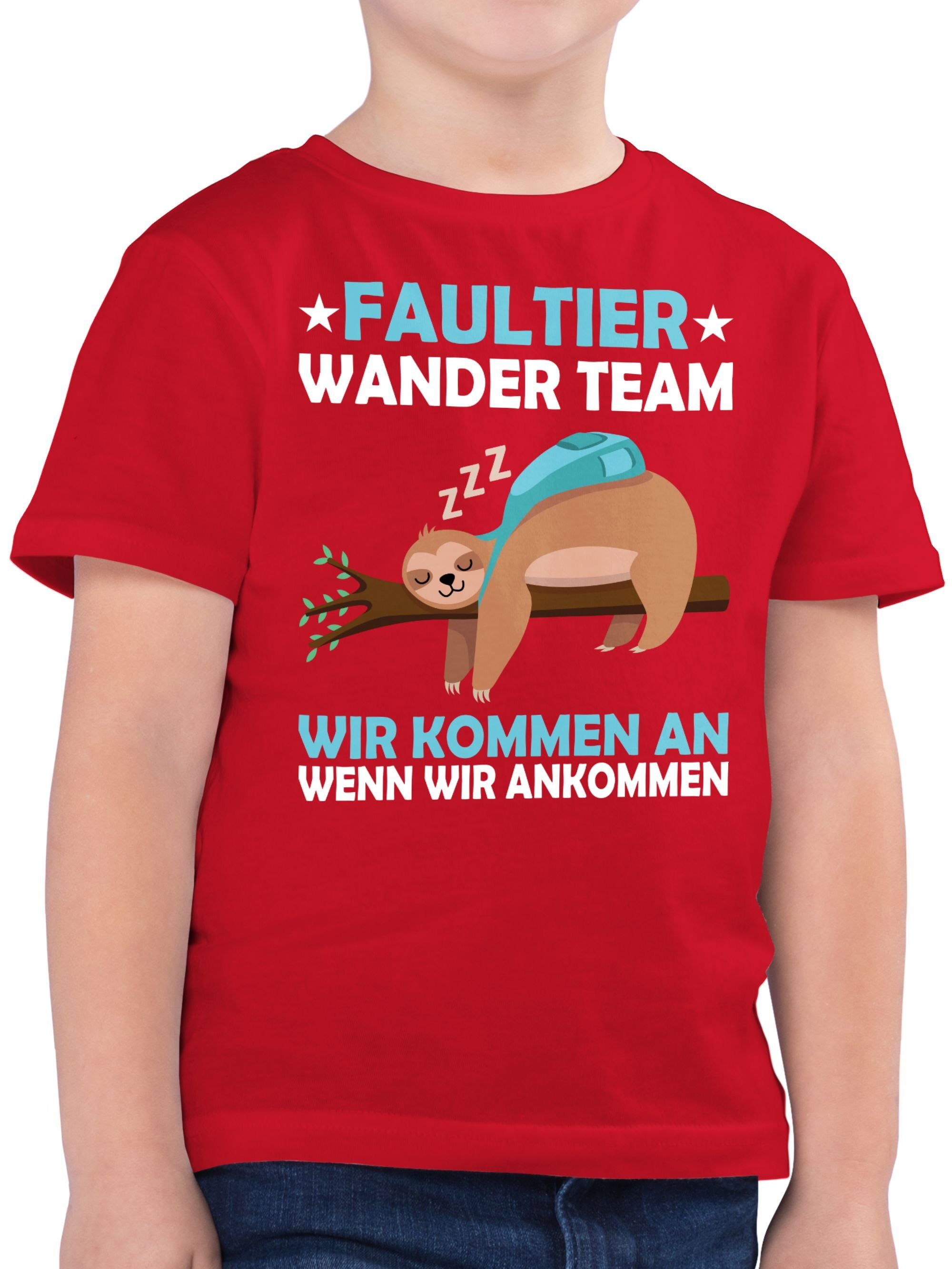 Shirtracer T-Shirt Faultier Wander Team Hiking Statement Sprüche Kinder 3 Rot