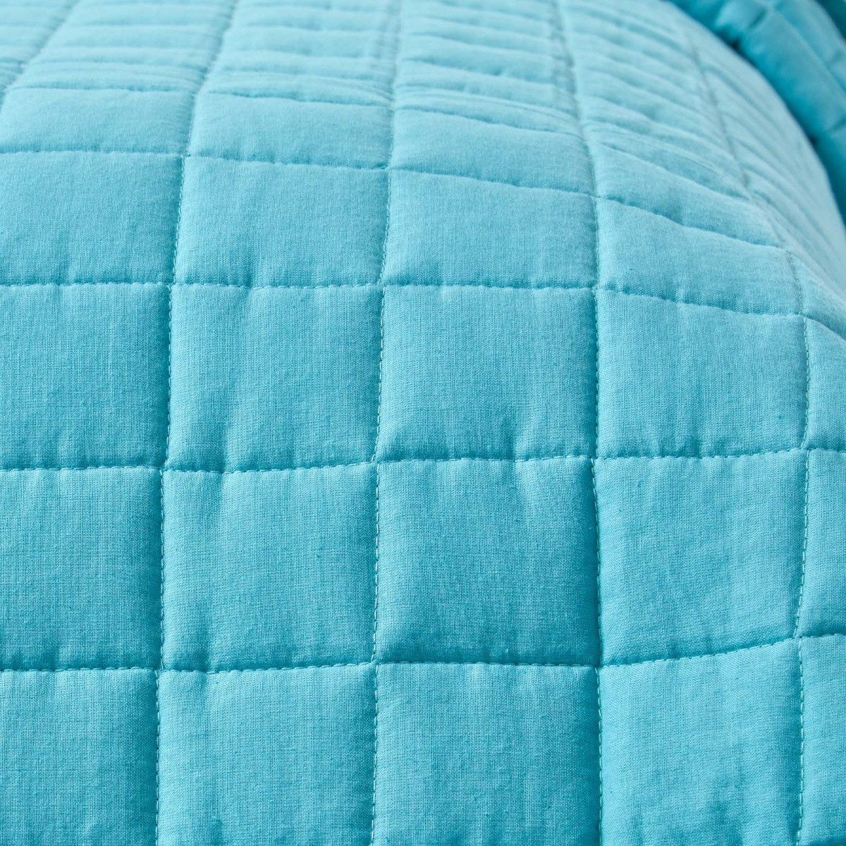 Plaid Gesteppte Tagesdecke aus 100% Baumwolle, petrol/hellblau, 200 x 200 cm, Homescapes – Bild 5 von 5