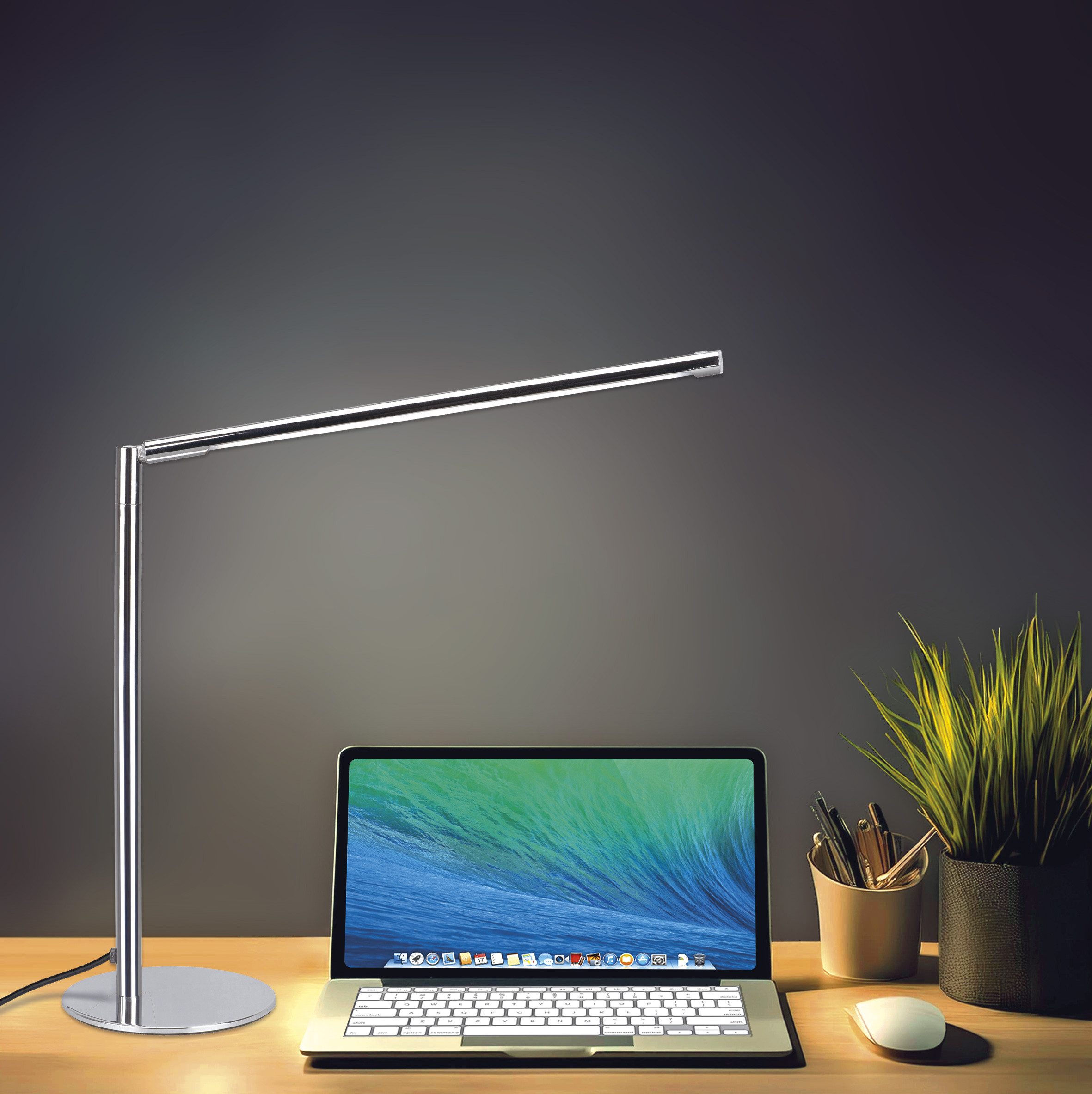 MeLiTec LED Schreibtischlampe LED-Schreibtischleuchte T186-1 chrom, LED fes günstig online kaufen