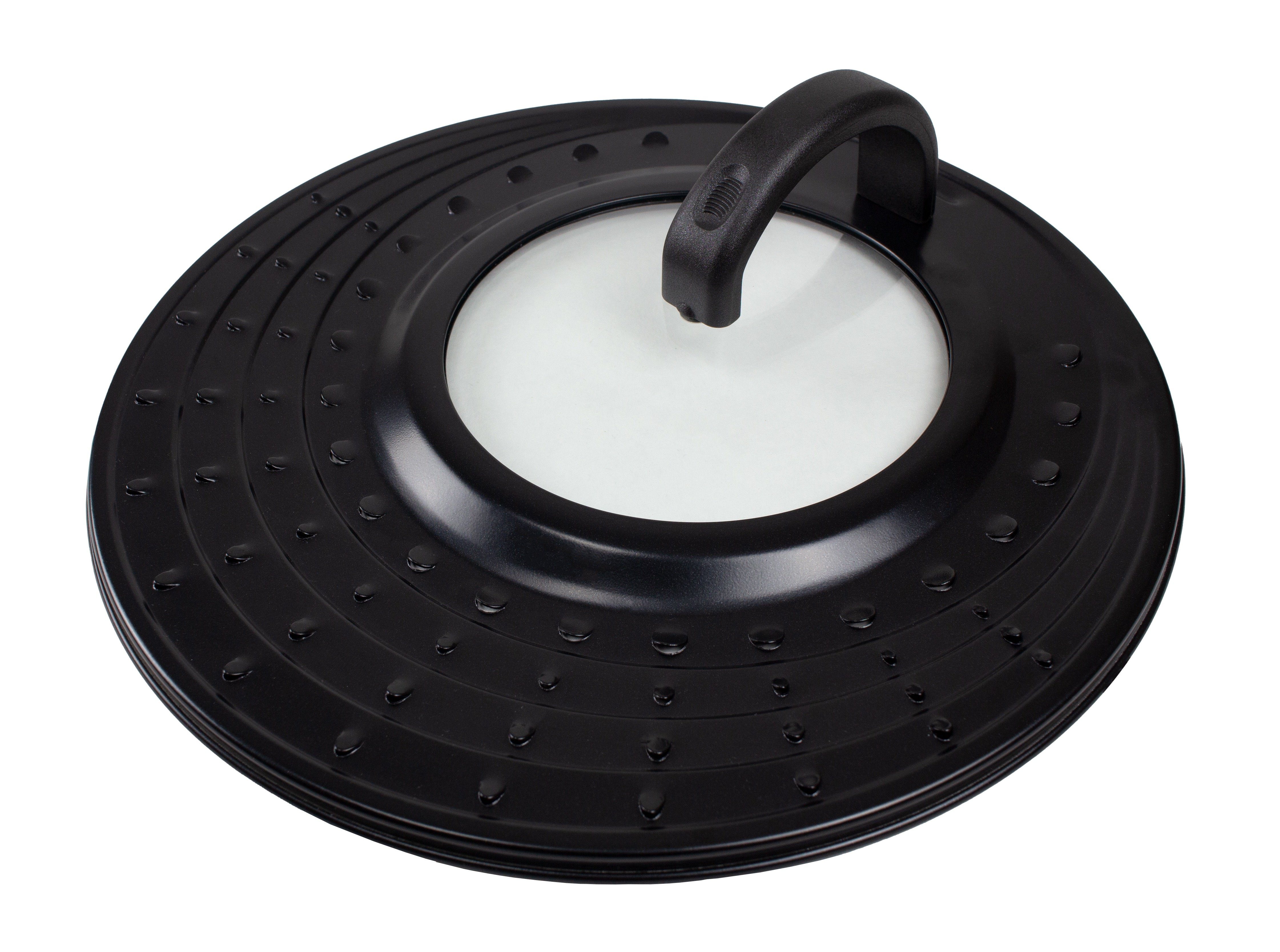 LindenBerg Spritzschutzdeckel Spritzschutzdeckel für Pfannen Ø 20-30cm aus Metall u. Glas, Silber, (Pfannendeckel, Antihaftbeschichtung), ideal für Pfannen