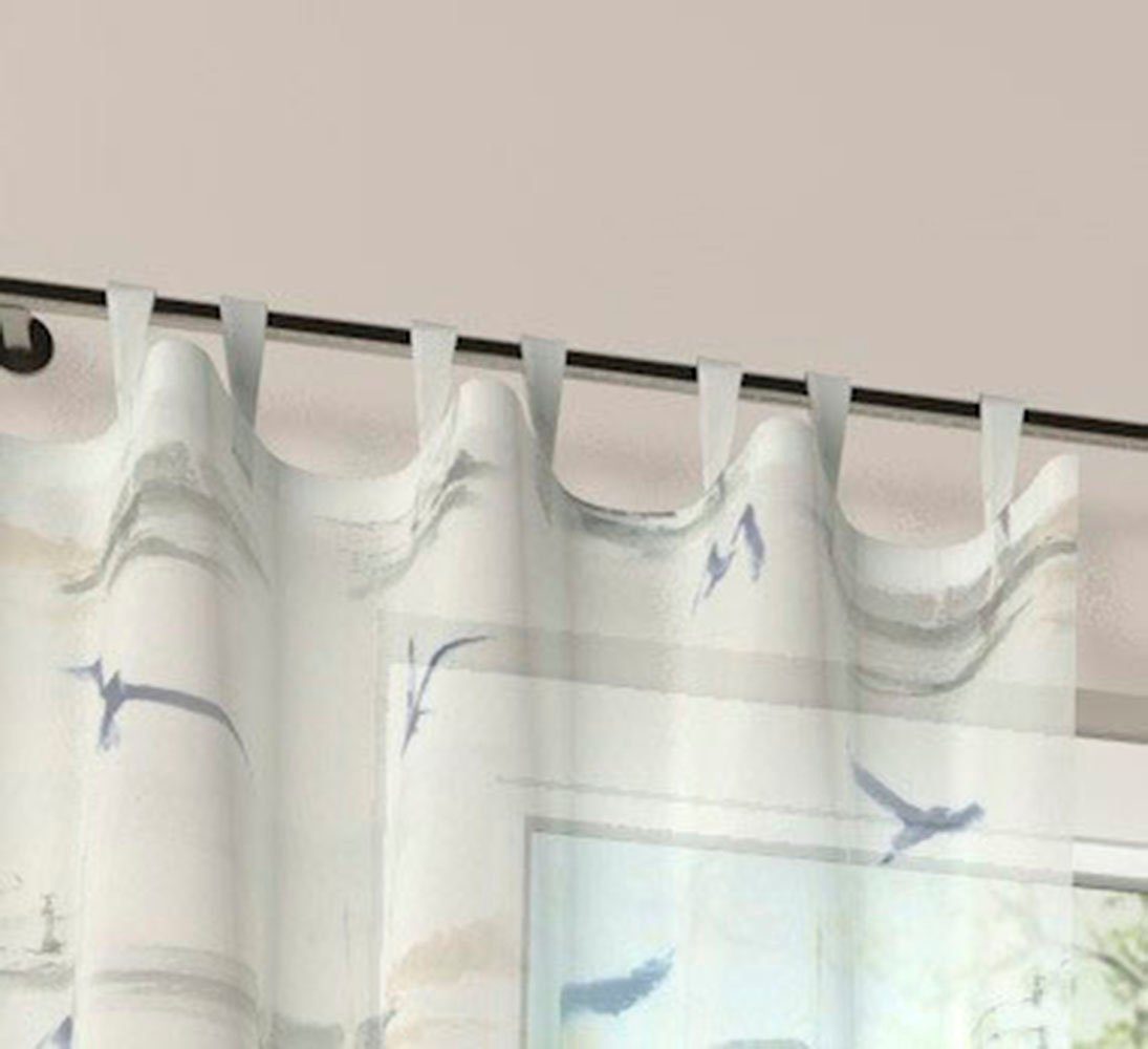 Plauen, Vorhang St), (1 Schlaufen Stickereien Möwe, halbtransparent