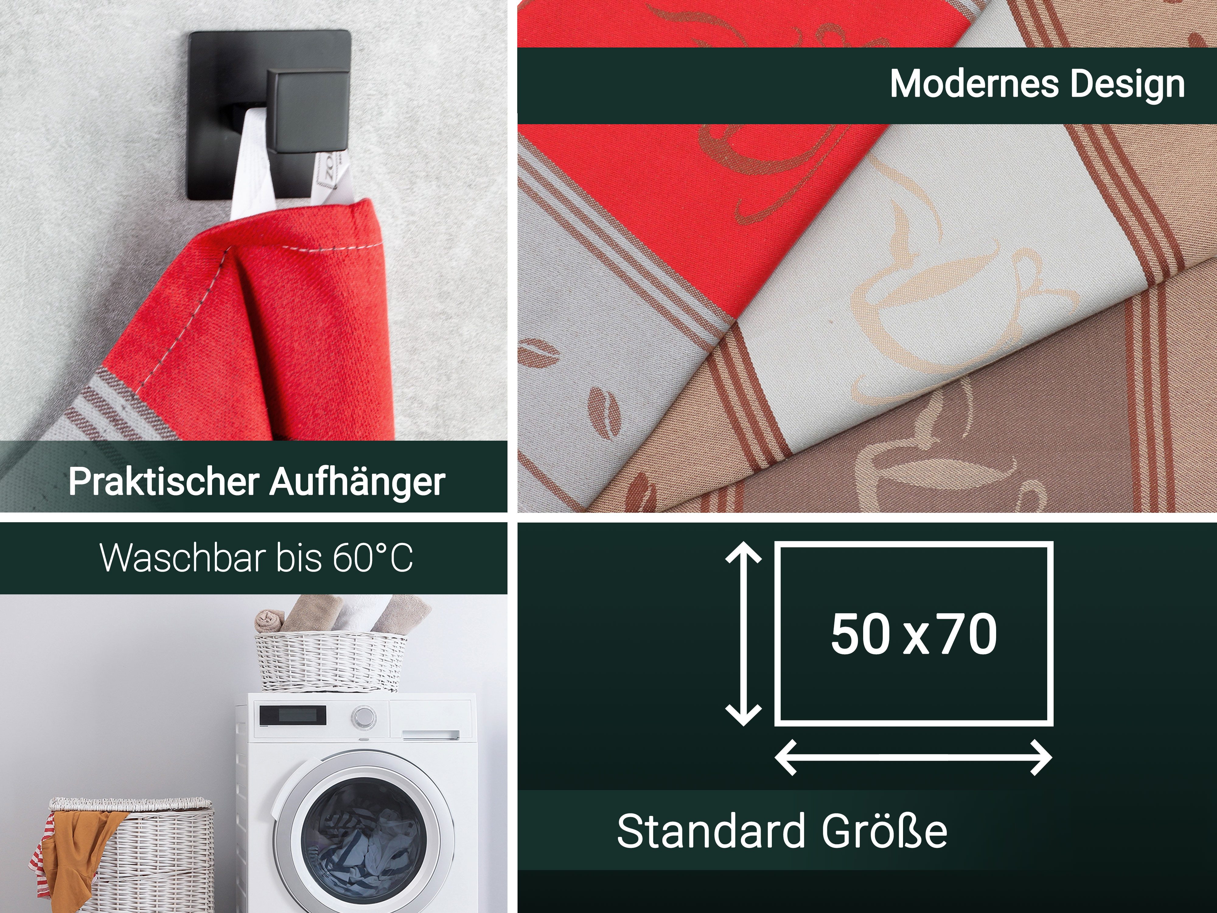 ZOLLNER Geschirrtuch, (Spar-Set, 5-tlg), 50 x 70 cm, 100% Baumwolle, vom Hotelwäschespezialisten