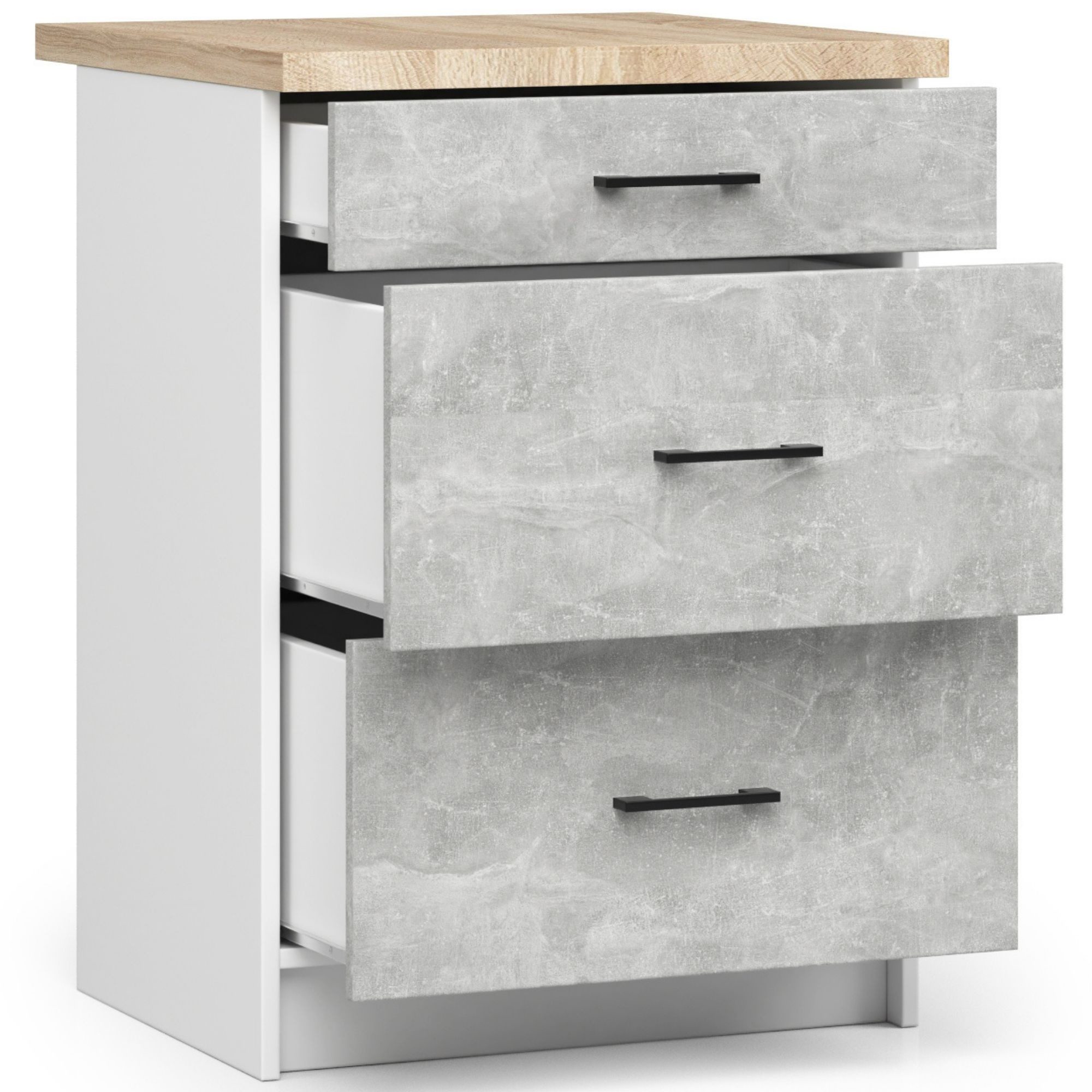 Raumhirsch Furniture Unterschrank Moderner Küchenunterschrank - 3 Schubladen - Küchenmodul (viele Farbvarianten, Maße 60 x 80 x 46 cm) - Hochwertig & stabil