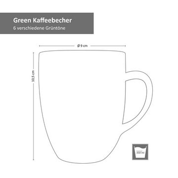 MamboCat Becher 6er Set Kaffeebecher Green, Steingut