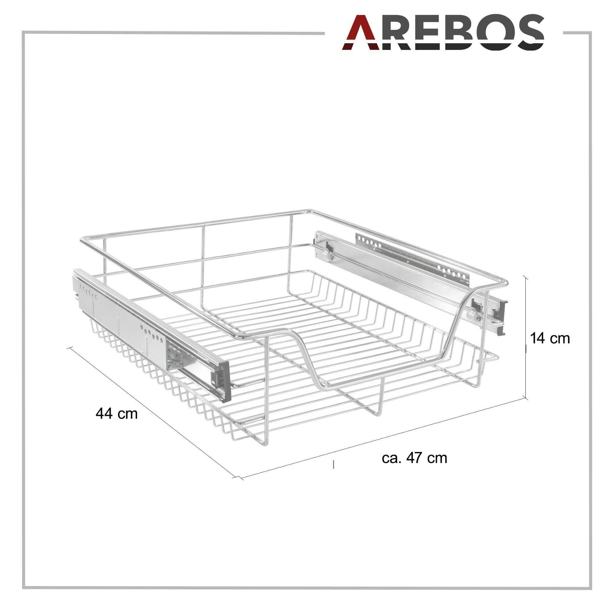 Arebos Innenschublade 2x Teleskopschublade für Küche, ausziehbare Küchenschublade (Set, 2 St)