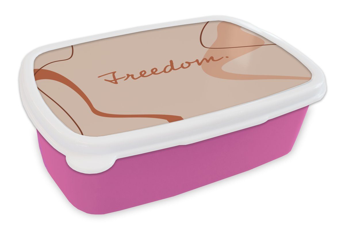 MuchoWow Lunchbox Sommer - Zitate - Freiheit - Pastell, Kunststoff, (2-tlg), Brotbox für Erwachsene, Brotdose Kinder, Snackbox, Mädchen, Kunststoff rosa