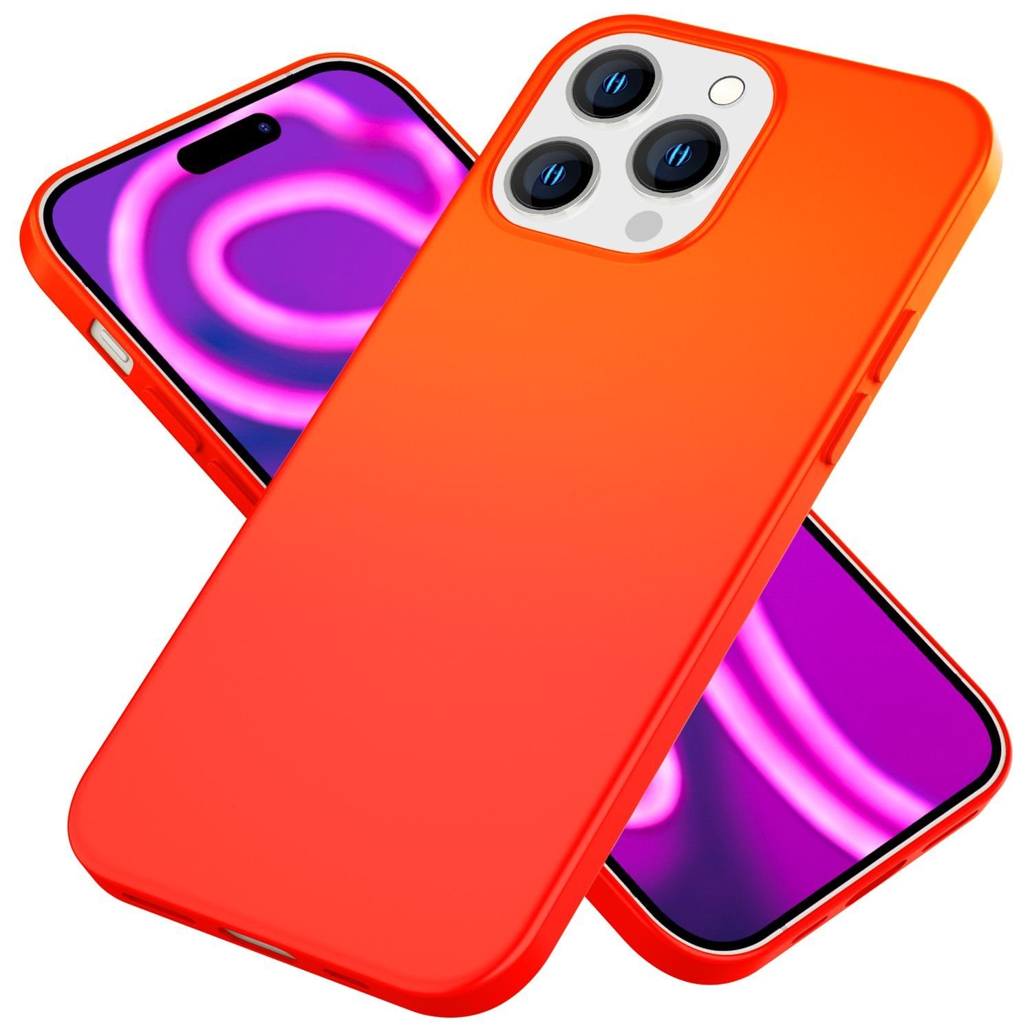 Nalia Smartphone-Hülle Apple iPhone 15 Pro Max, Neon Silikon Hülle / Bunte Farben / Slim Case / Anti-Fingerprint Cover