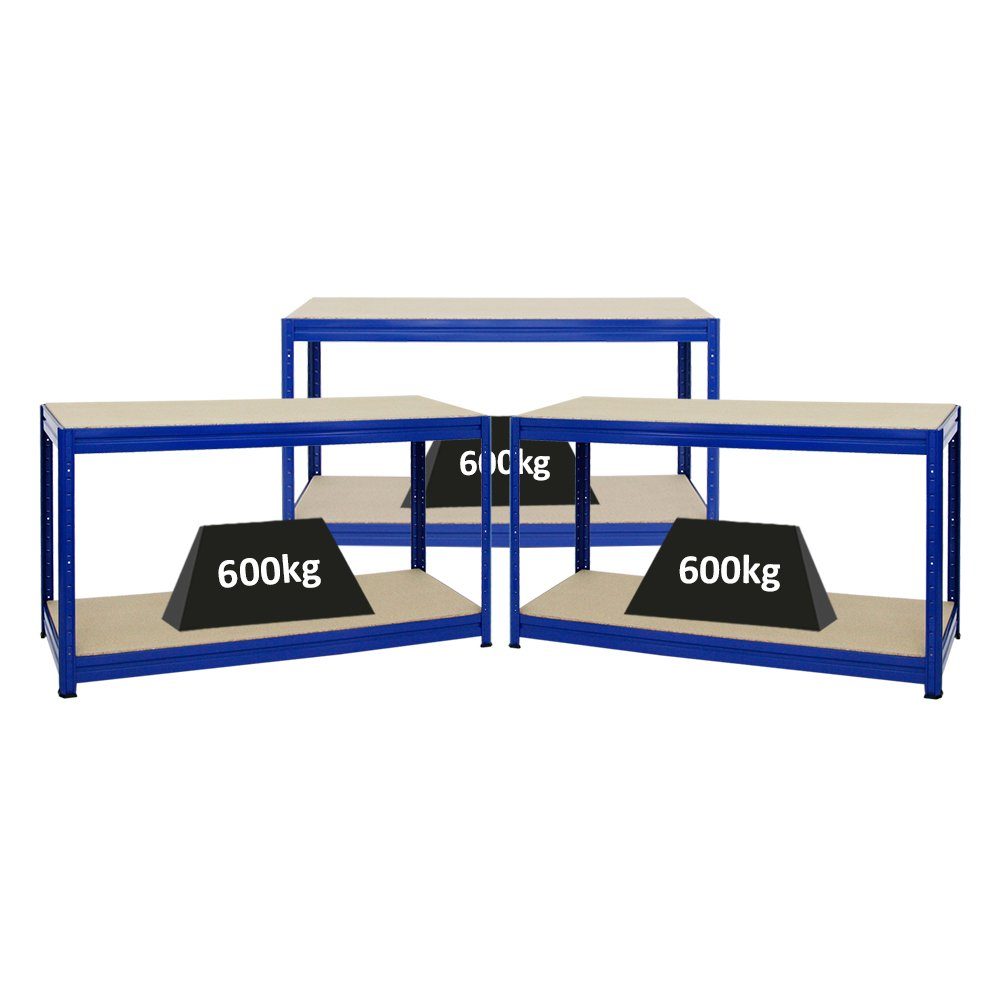 PROREGAL® Werkbank MegaDeal Höhenverstellbare Werkbank DINO HxBxT 90x120-160x60cm, Höhe der Einlegeböden lässt sich in 5 cm Schritten anpassen.