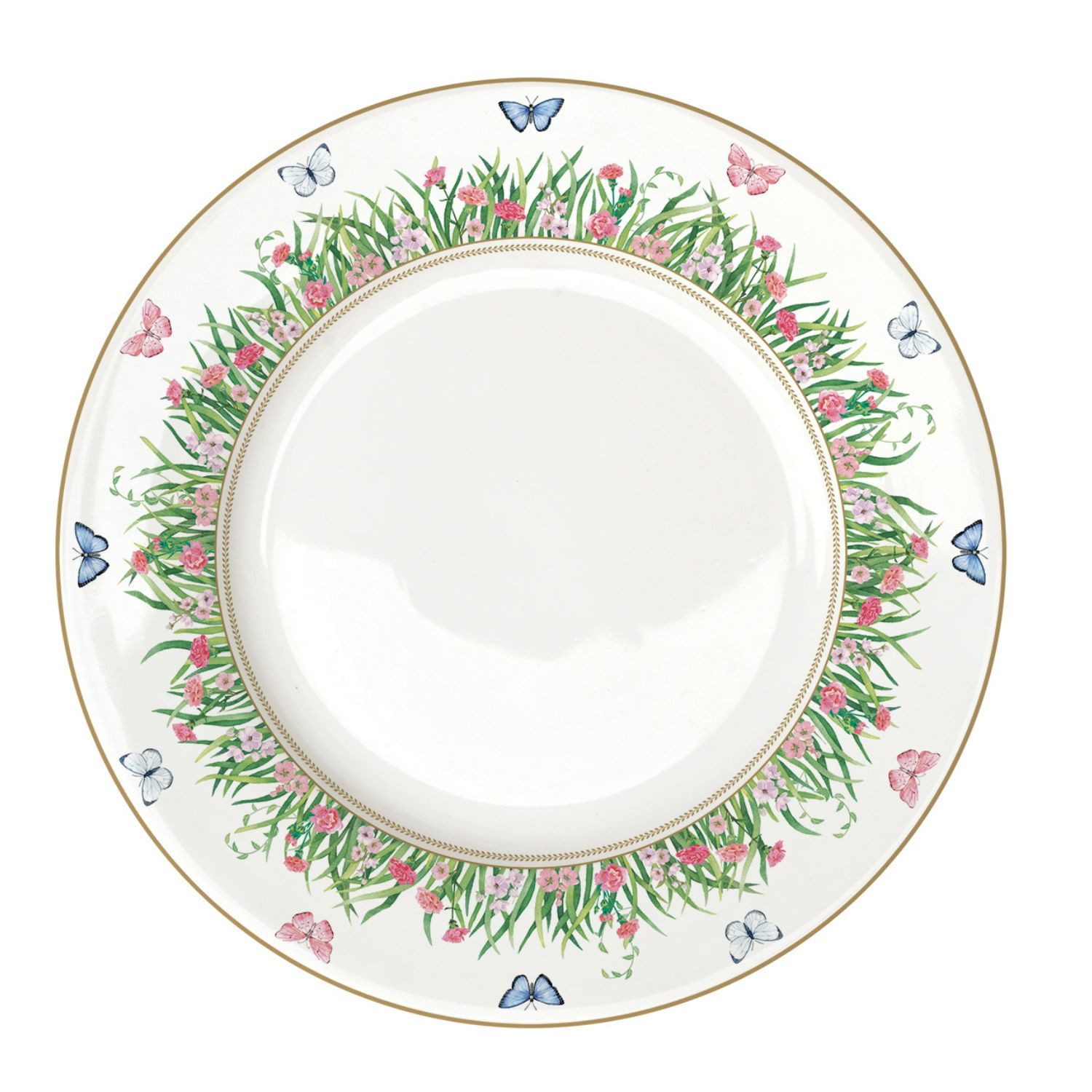 EasyLife Speiseteller Spring Parade, Spülmaschinengeeignet, Mehrfarbig, Motiv: Schmetterlinge & Blumenwiese