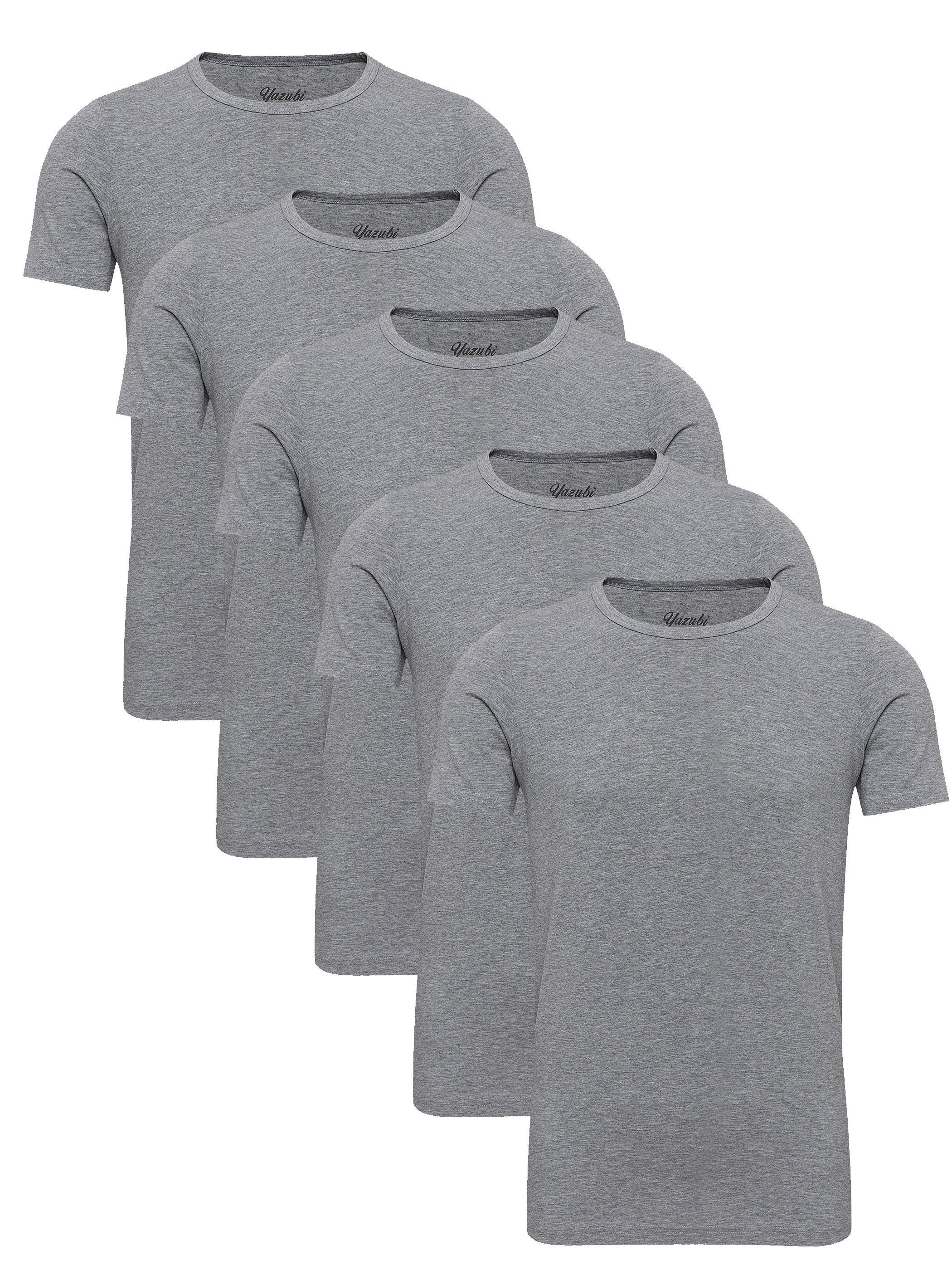 T-Shirt 5-Pack Grau Basic (Dapple 5er-Pack) Tee (Set, Crew modernes Gray Yazubi Rundhalsshirt Mythic Neck 162907)