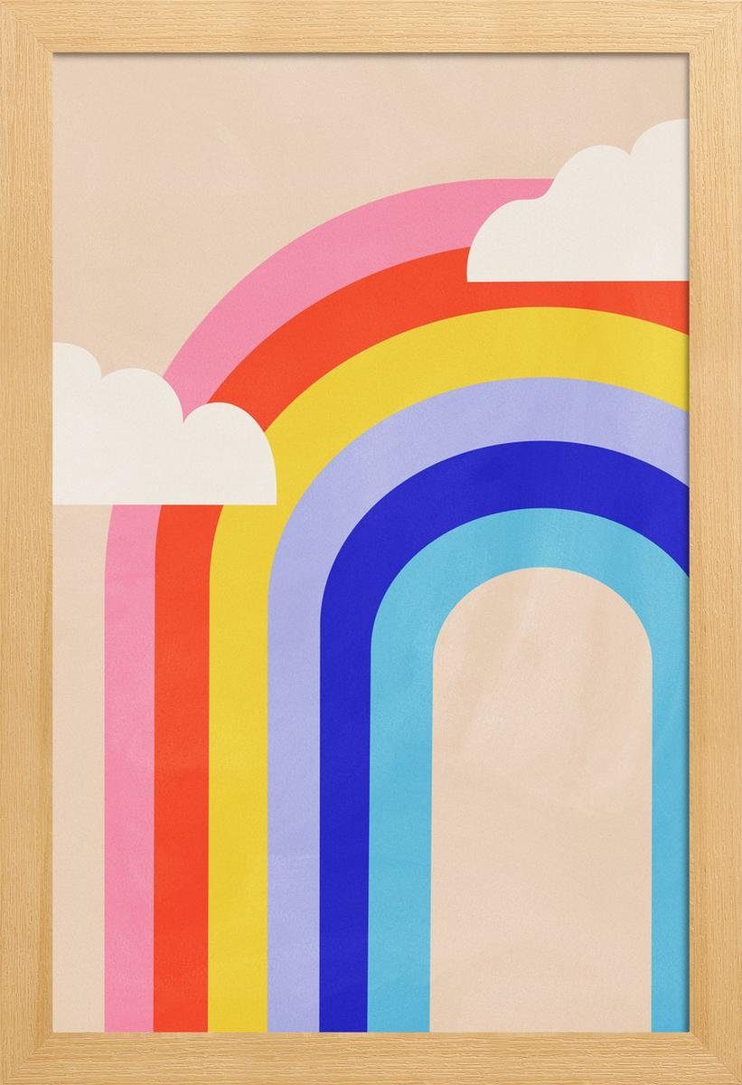 Holzrahmen, mit Poster Galeriequalität 1 (1 Poster mit St), Rand in Flourishes weißen Juniqe einem Fine-Art-Print cm Little breiten,