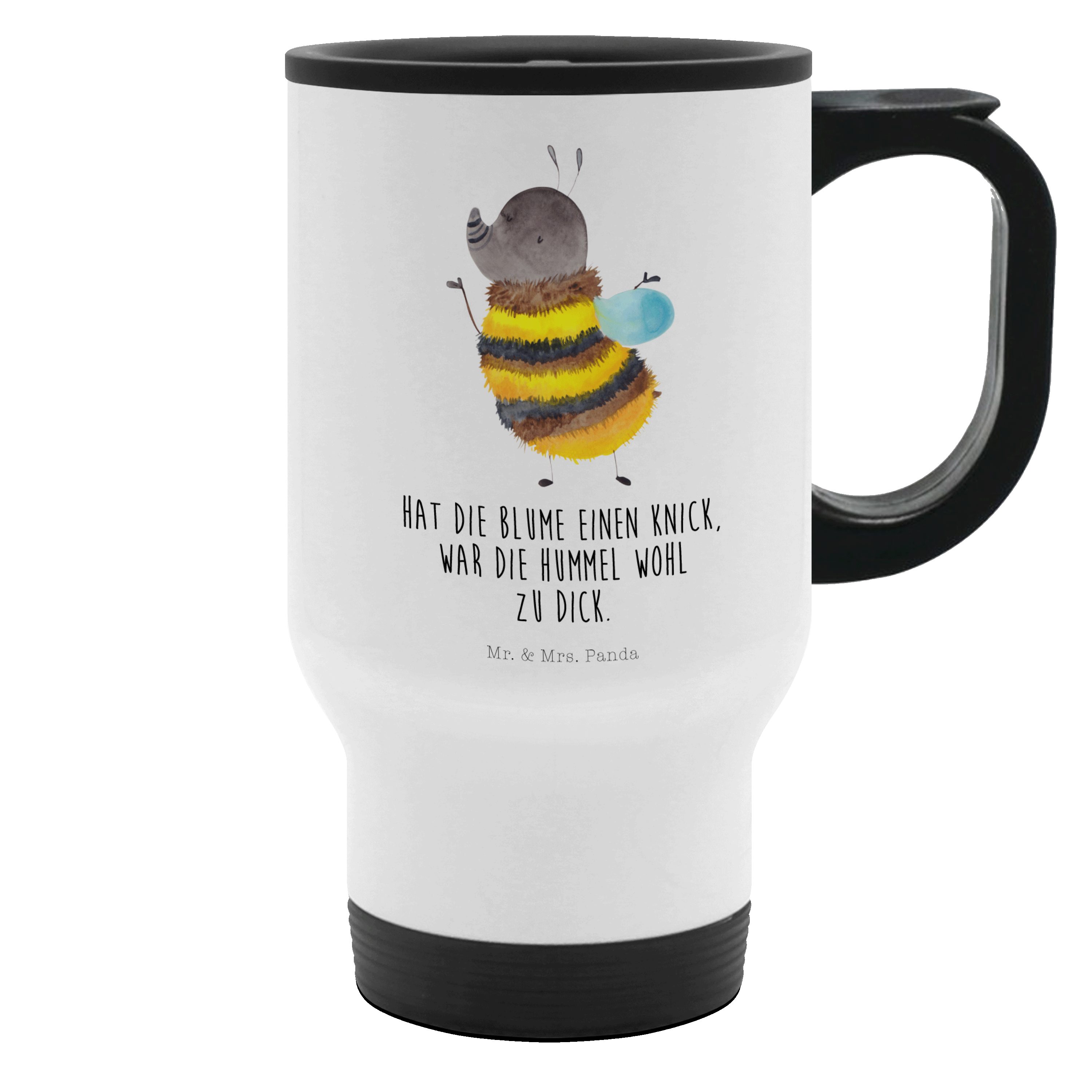 Mr. & Mrs. Panda Thermobecher Hummel flauschig - Weiß - Geschenk, Biene, Tasse mit Deckel, Gute Lau, Edelstahl