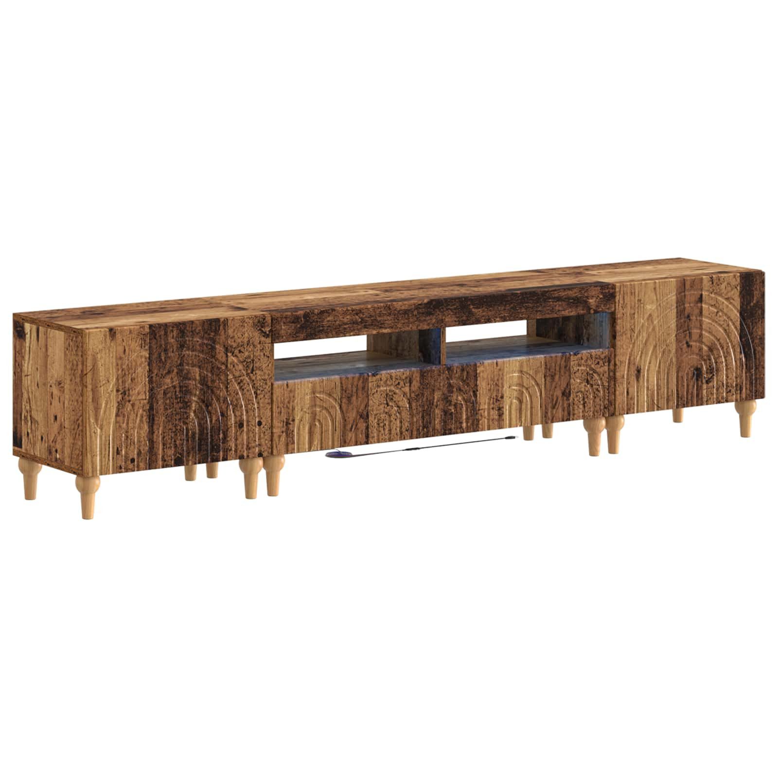 vidaXL TV-Schrank 3-teiliges LED TV Regal Altholz Holzwerkstoff