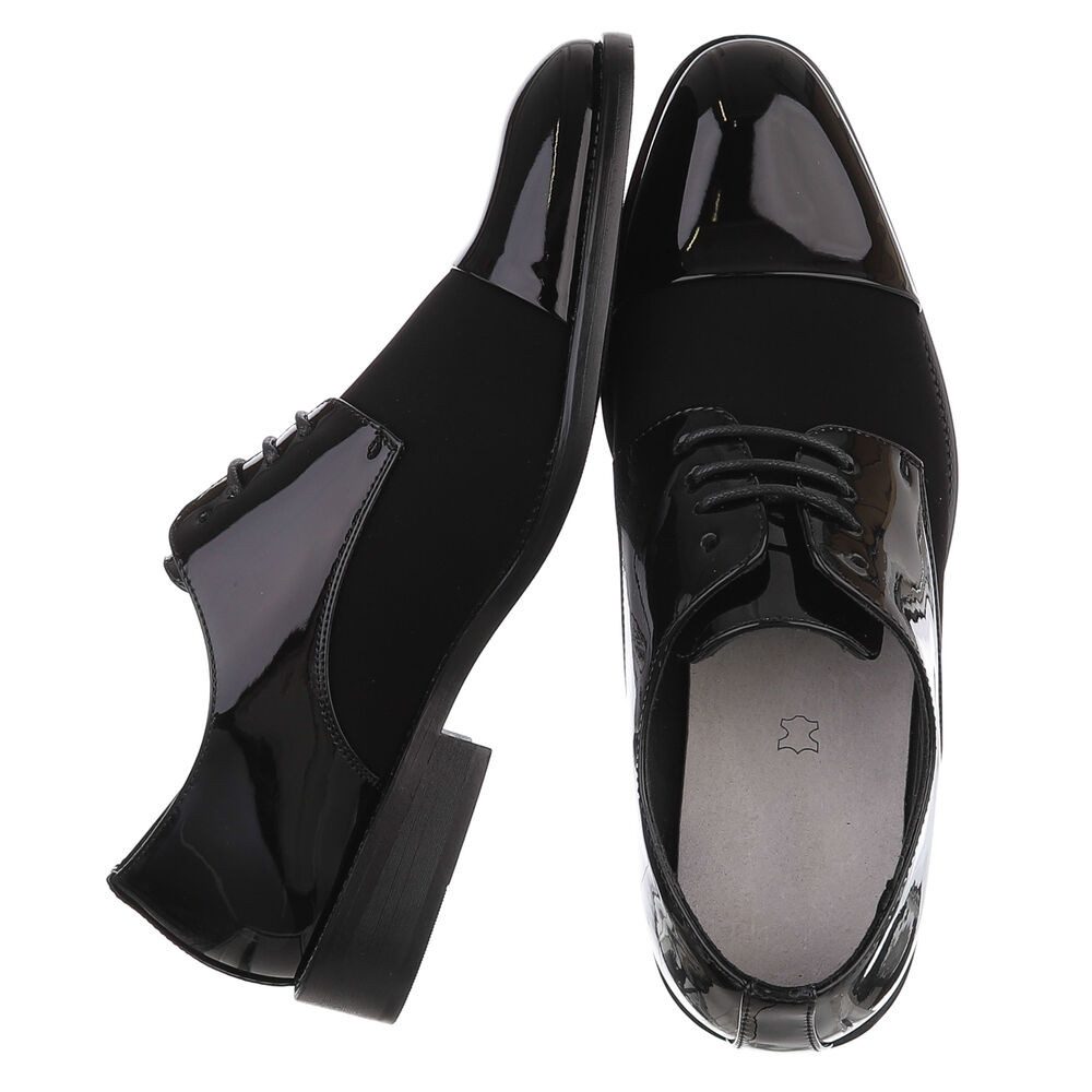 Coolwalk Herrenschuh Derby glänzend Schnürung elegant Freizeit Schnürschuh (91977178) Blockabsatz Business-Schuhe in Schwarz – Bild 2 von 5
