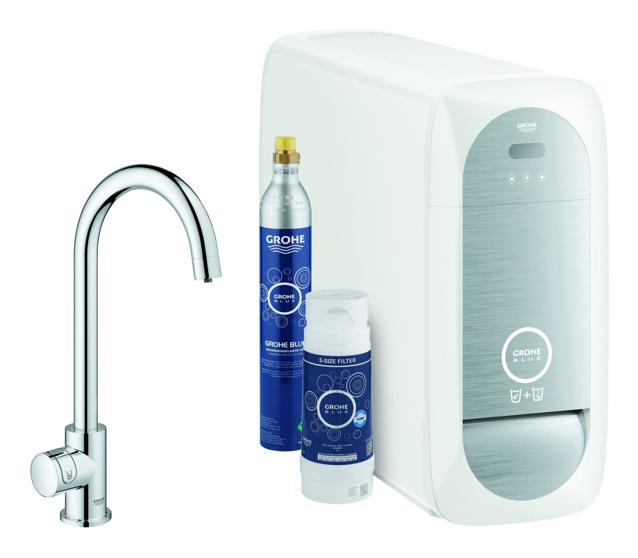Grohe Küchenarmatur Blue Home Mono Starterkit Spültischarmatur mit C-Auslauf