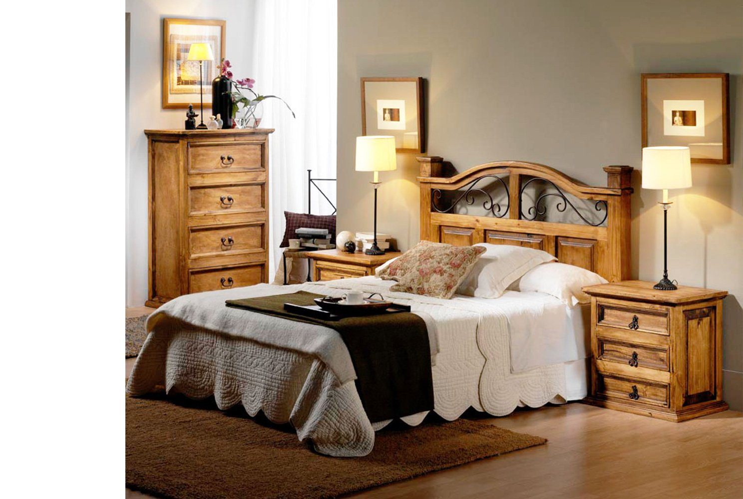 1a Direktimport Massivholzbett Mexico Möbel Holzbett Doppelbett - Pinie Massivholz - Landhausstil