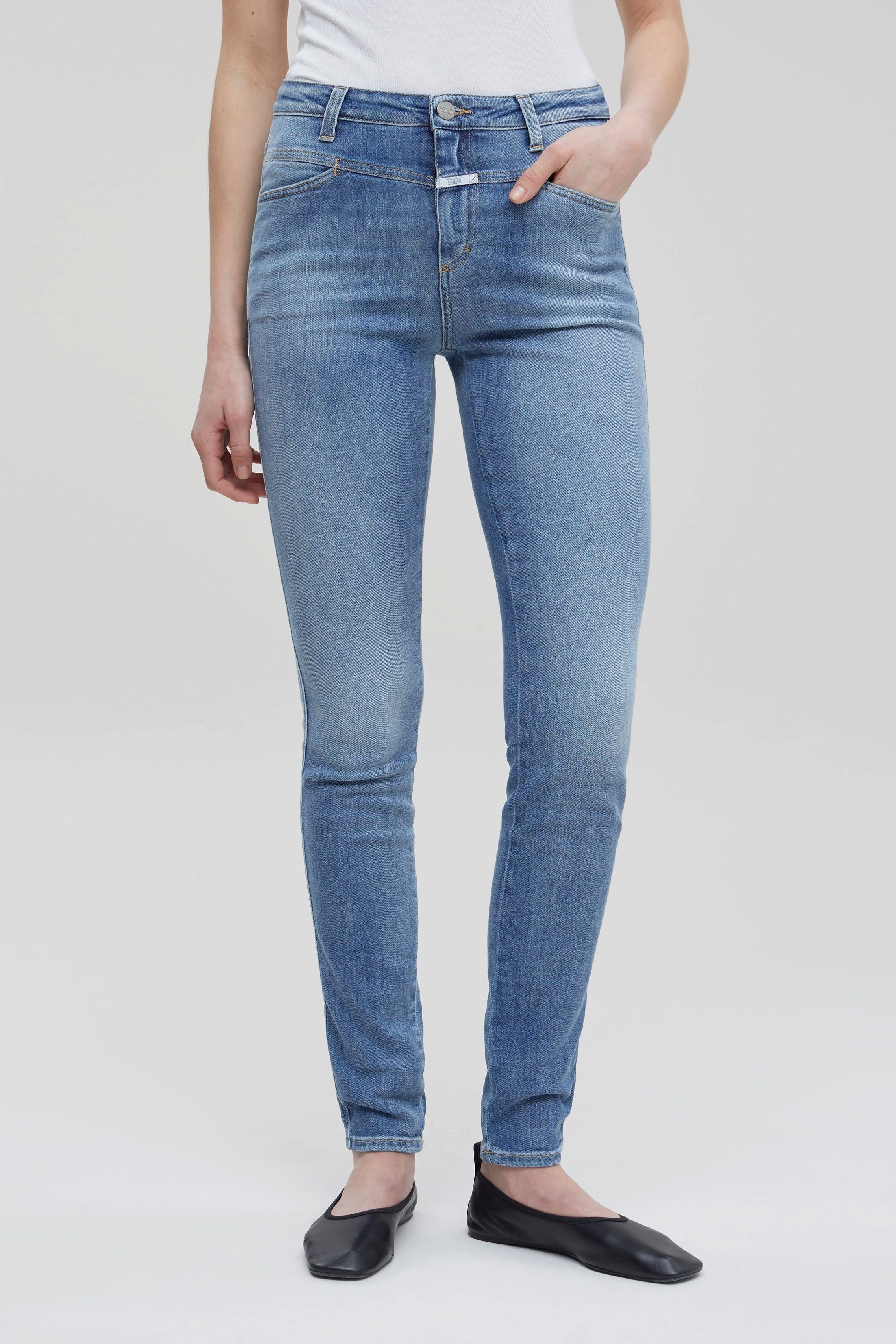 CLOSED Skinny-fit-Jeans CLOSED Jeans SKINNY PUSHER LONG High Waist - Mid Blue