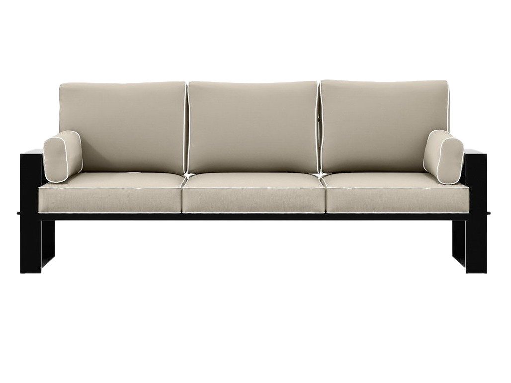 Beautysofa Gartensofa VERDINO - 3sitzer Sofa, Outdoor-Sofa mit Edelstahlrahmen, wasserdichtem Stoff & hohem Sitzkomfort