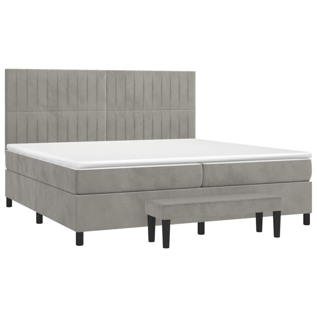 Bett Boxspringbett mit Matratze Hellgrau 200x200 cm Samt