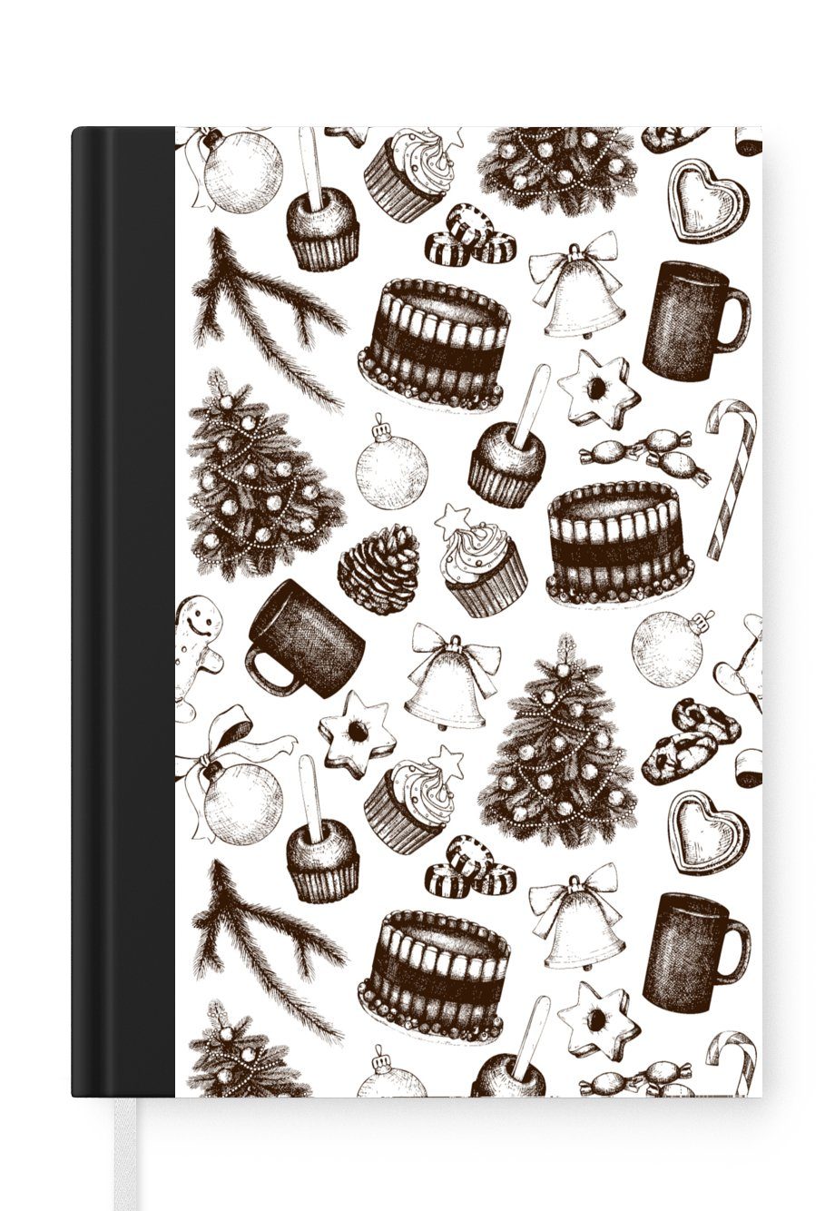 MuchoWow Notizbuch Vintage - Weihnachten Muster - Dezember, Haushaltsbuch Tagebuch, A5, Seiten, Merkzettel, Notizheft, 98 Journal, 