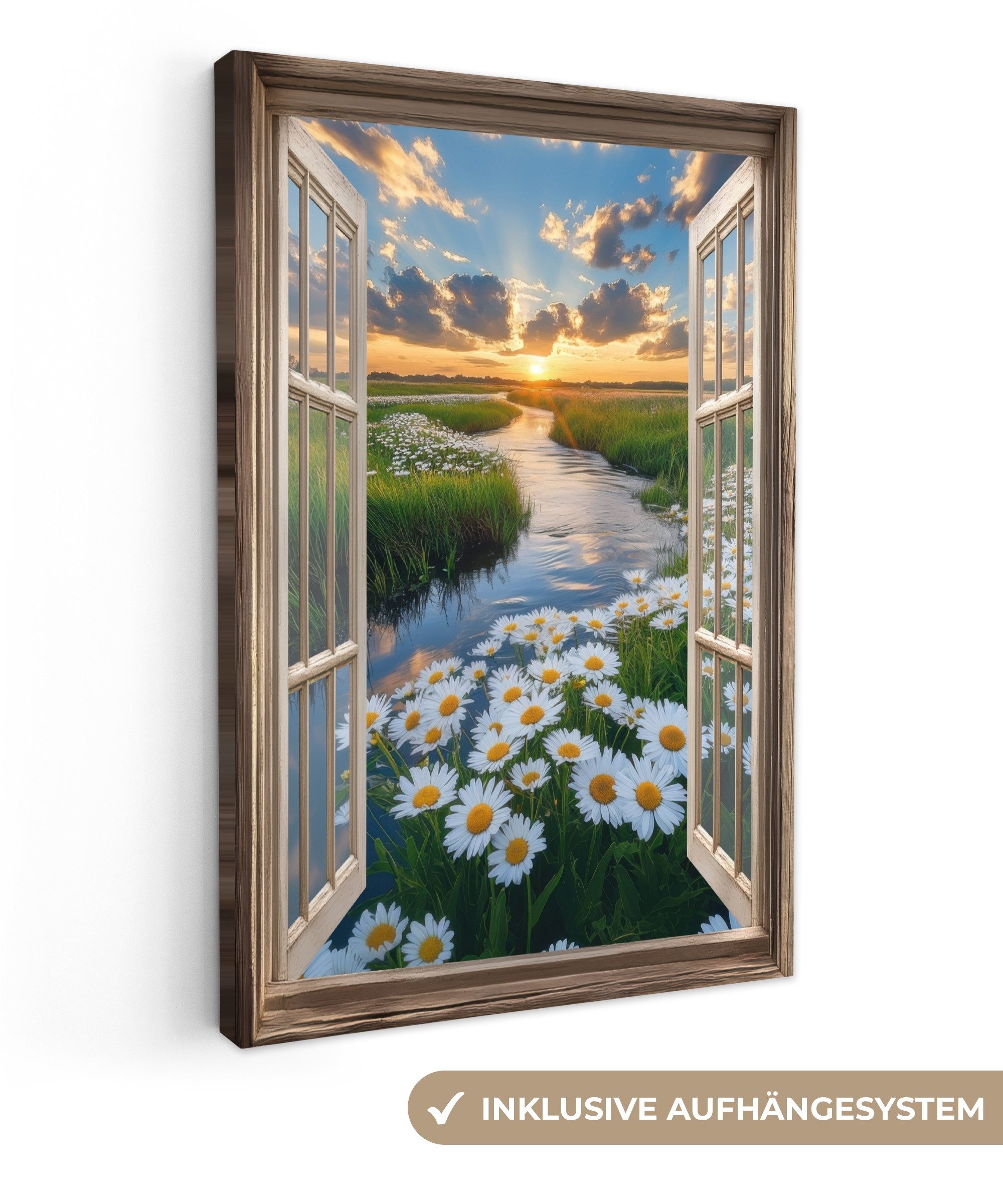 OneMillionCanvasses® Leinwandbild Aussicht - Landschaft - Fenster - Wasser günstig online kaufen