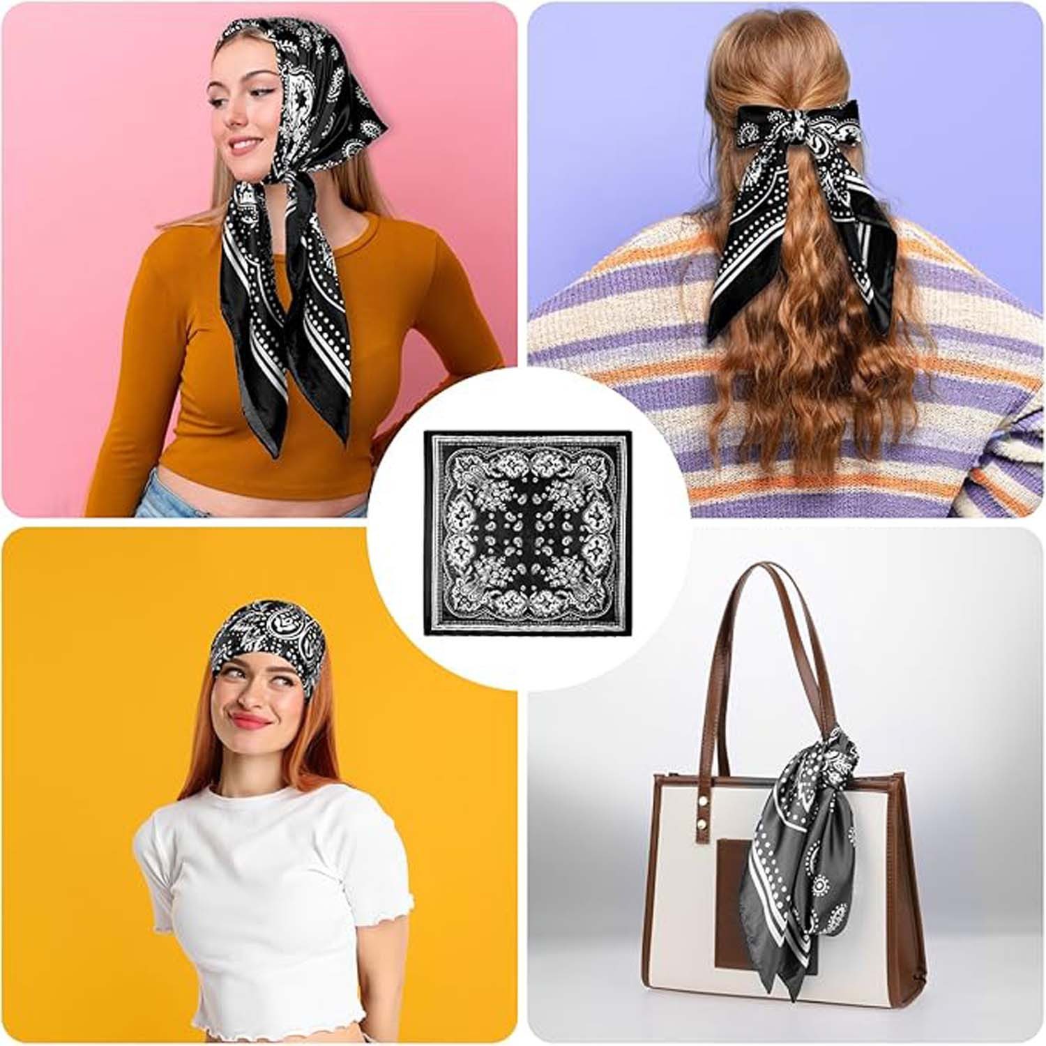Zaewry Halstuch 90x90cm Kopftuch Bandanas Haartuch für Damen