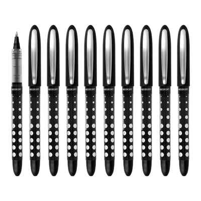 WESTCOTT Tintenroller Schwarz10 Stück, Rollerball Pen schwarze Tinte, 0,5 mm Strichstärke, (Vorteilspack, 10-tlg), transp. Füllstandsanzeige, Kapillartechnologie, ergonomischer Griff