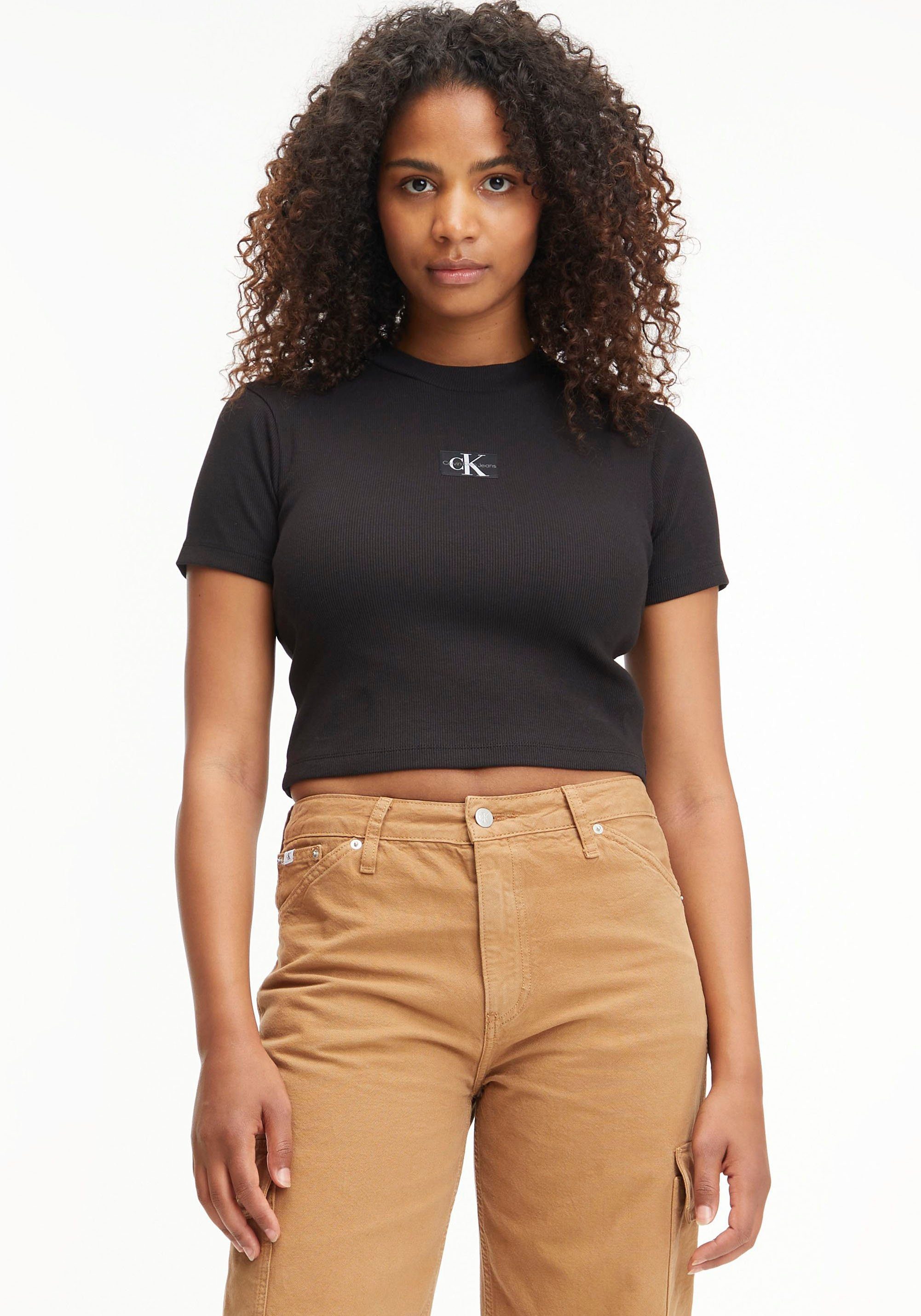 Calvin Klein Jeans T-Shirt BADGE RIB SHORT SLEEVE TEE Ck Black | T-Shirts