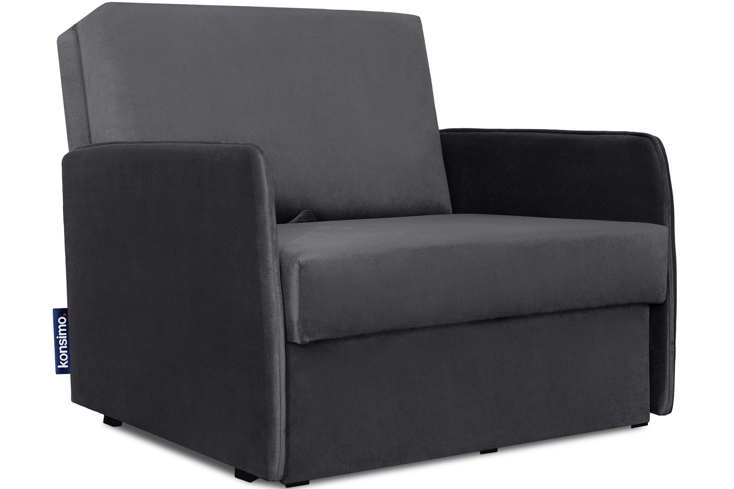 Konsimo Sessel PEDATU Liegesessel, mit Schlaffunktion, mit Bettkasten, langlebiges und schmutzabweisendes grau | Einzelsessel