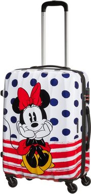 American Tourister® Hartschalen-Trolley Disney Legends, Minnie Blue Dots, 65 cm, 4 Rollen, Kinderreisekoffer Aufgabegepäck Reisekoffer Zahlenschloss